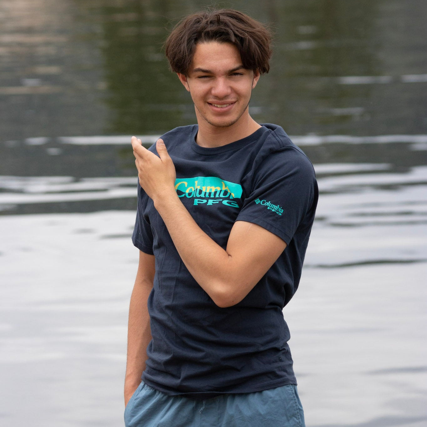 Columbia PFG Graphic Tee Shirt Navy Blue