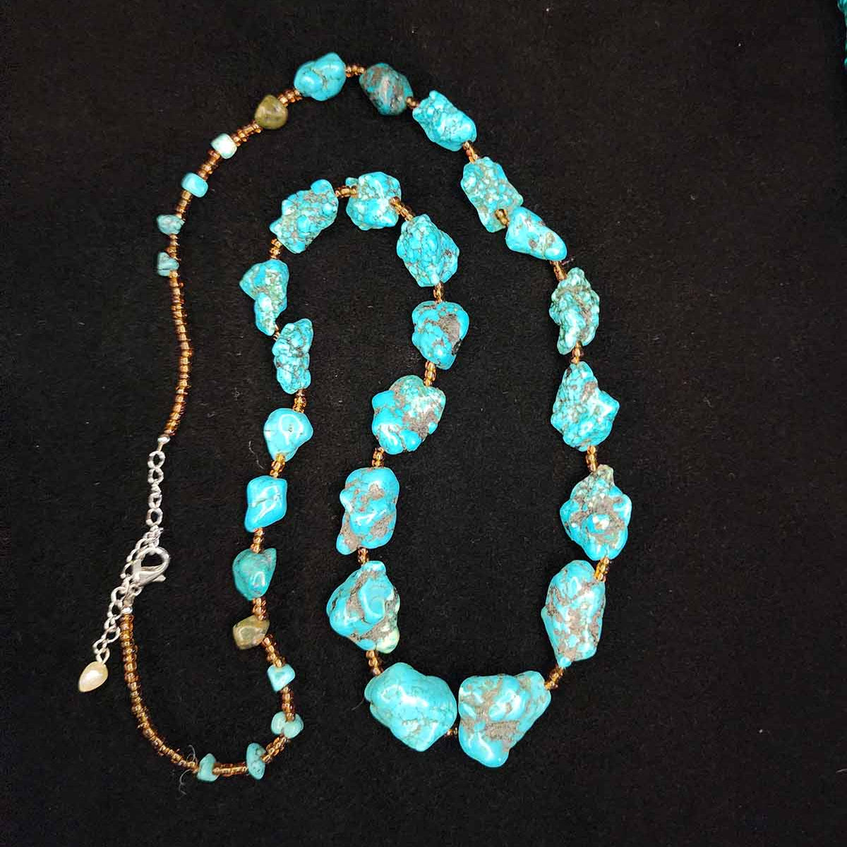 Navajo Turquoise Nugget Beaded Necklace 16" Long