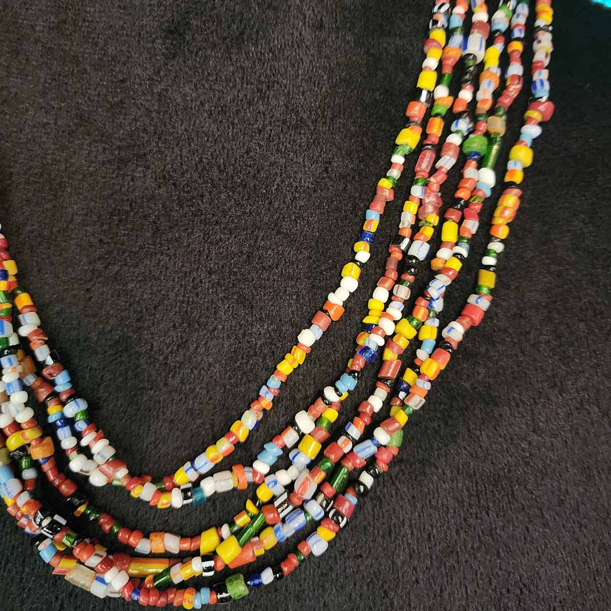 Long  Multi-colored Beaded Wrap Necklace