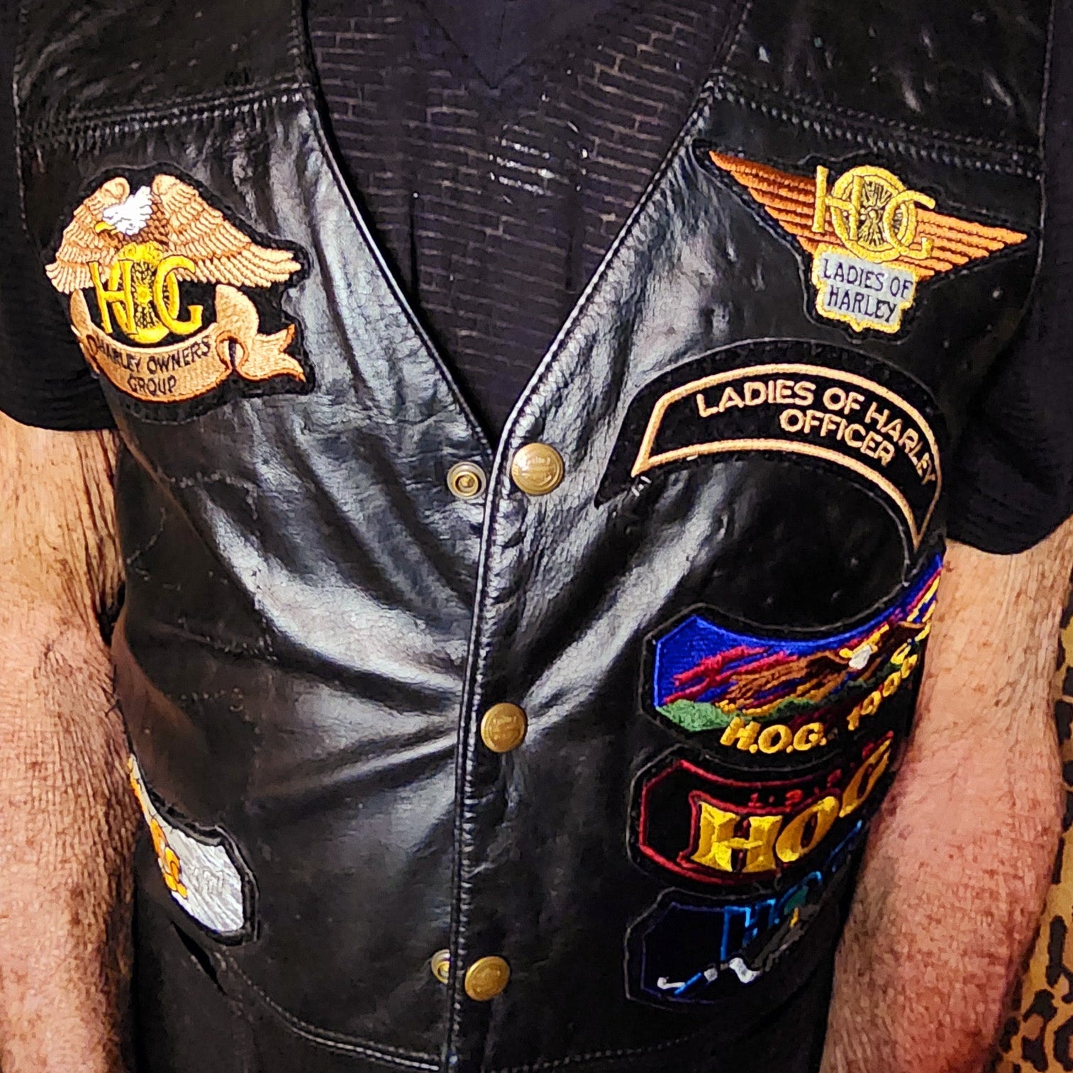 Harley Davidson Hog Black Leather Women’s Vest Patched Bikers Vest