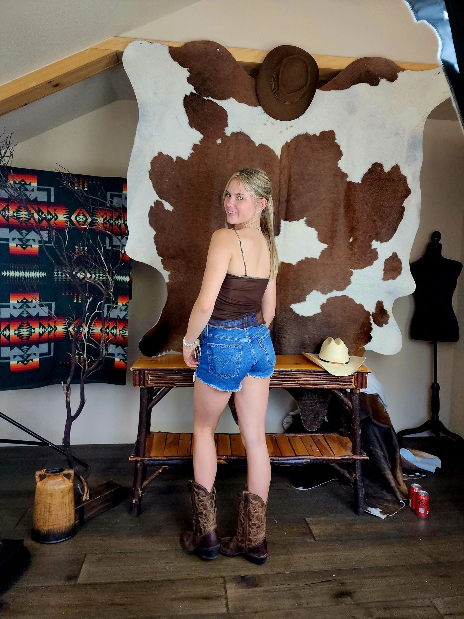 Vintage Brown with Silver Sequin Mesh Top