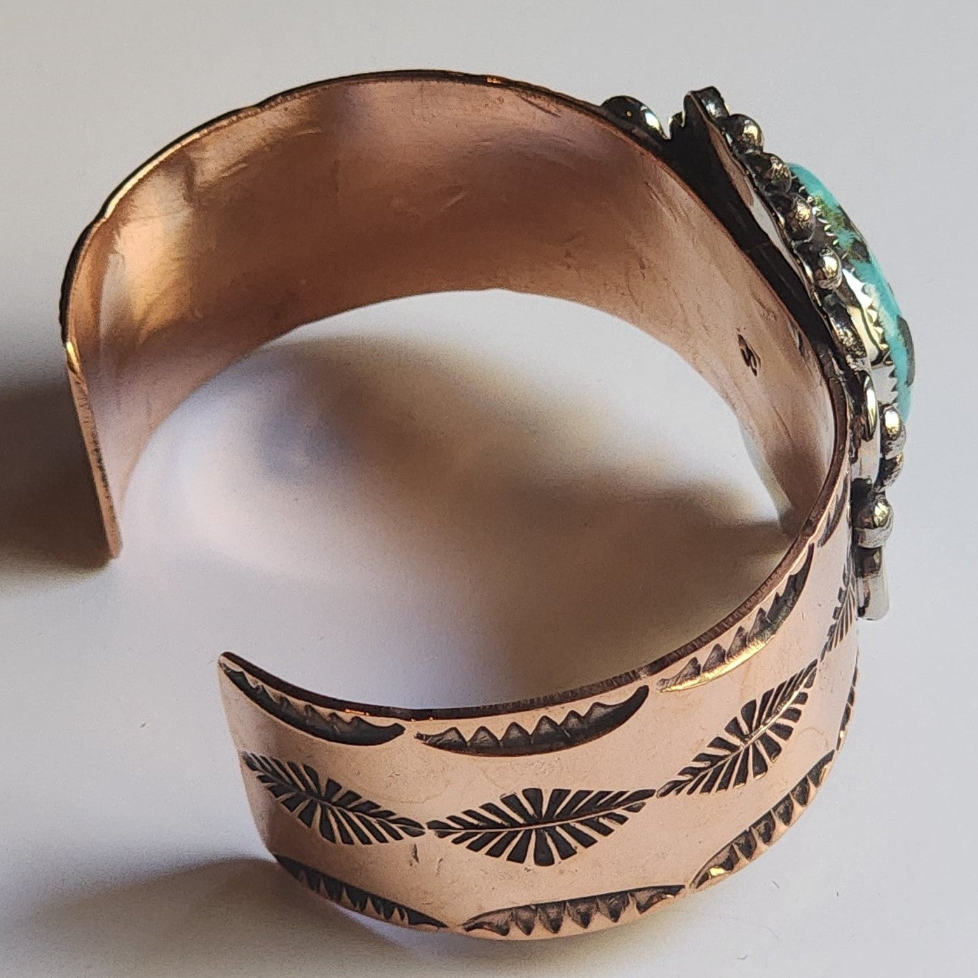 Navajo Indian Copper & Turquoise Cuff Bracelet by Cleveland
