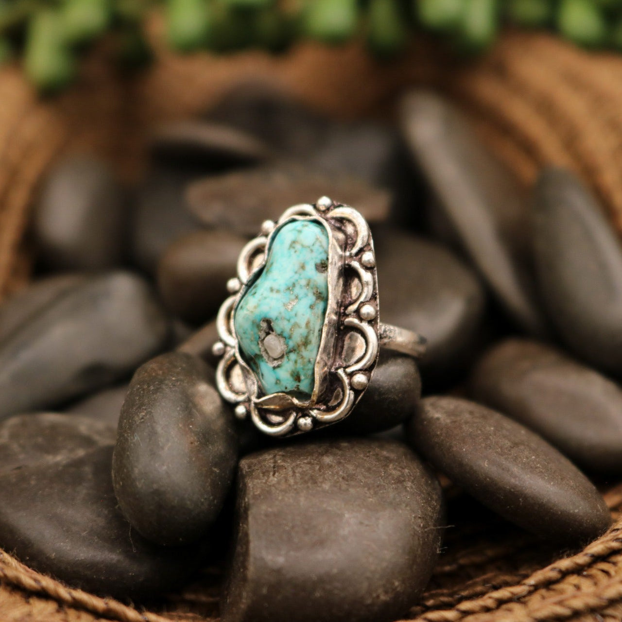 Faux Turquoise Gemstone Ring Size 6.5