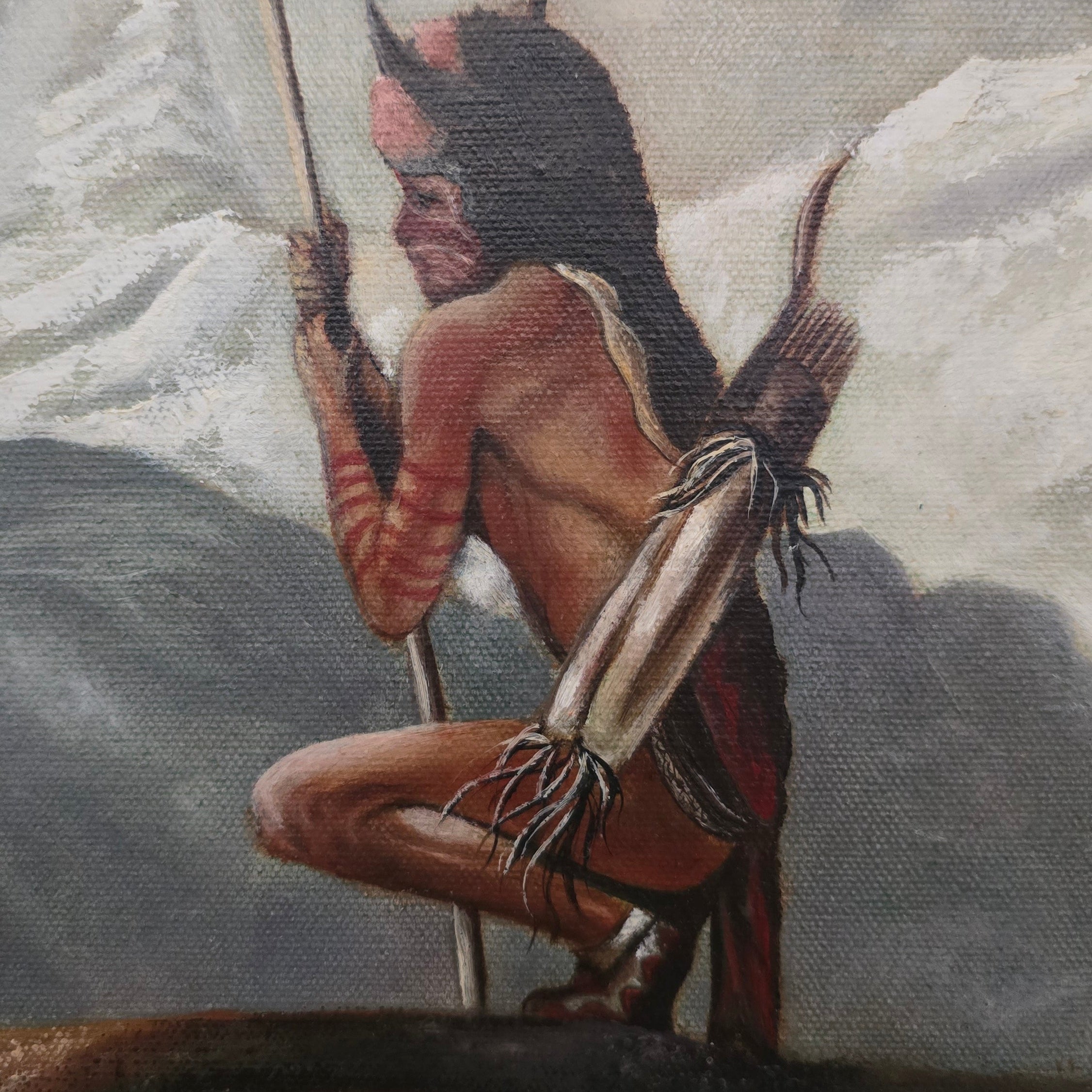 Original Shirley C. Capra Navajo Indian Oil Painting in Custom Richard Dirk Rustic Frame