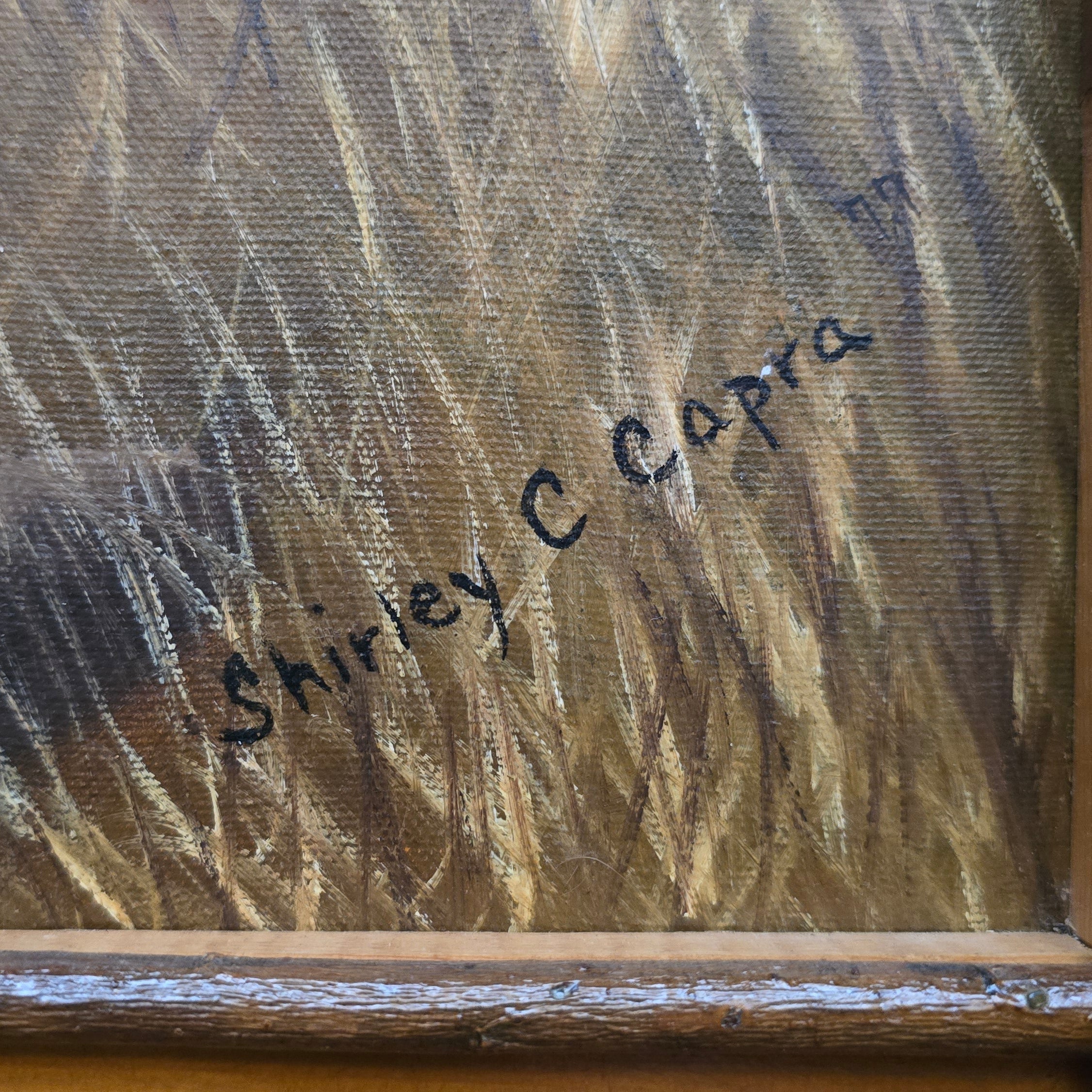 Original Shirley C. Capra Navajo Indian Oil Painting in Custom Richard Dirk Rustic Frame