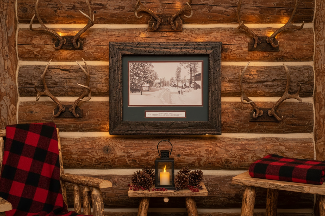 Big Bear Village "Snowed in" Framed Tom Core Print