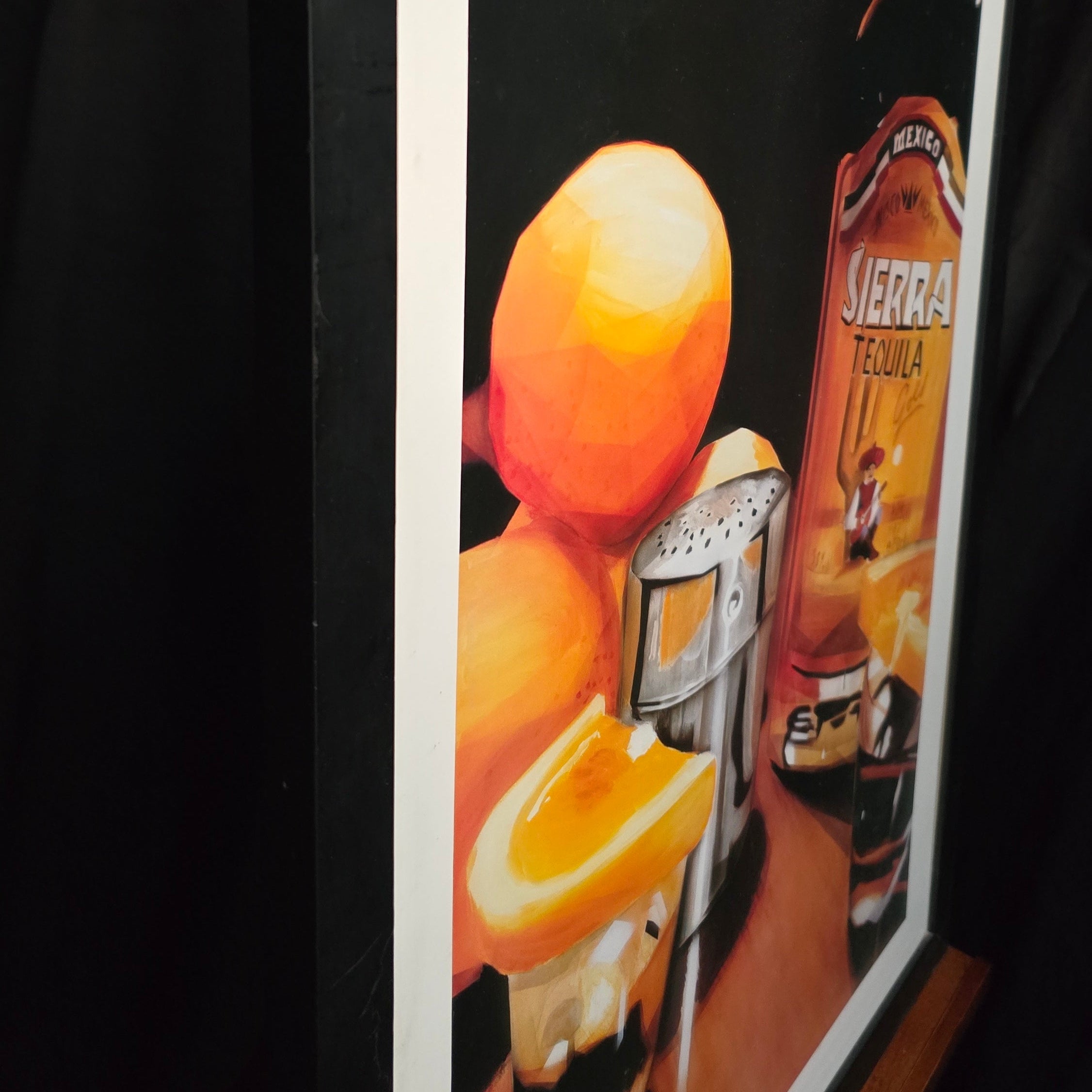 Sierra Tequila Mexico Framed Art Piece featuring the Sierra Tequila, Shot Glasses, & Lemons