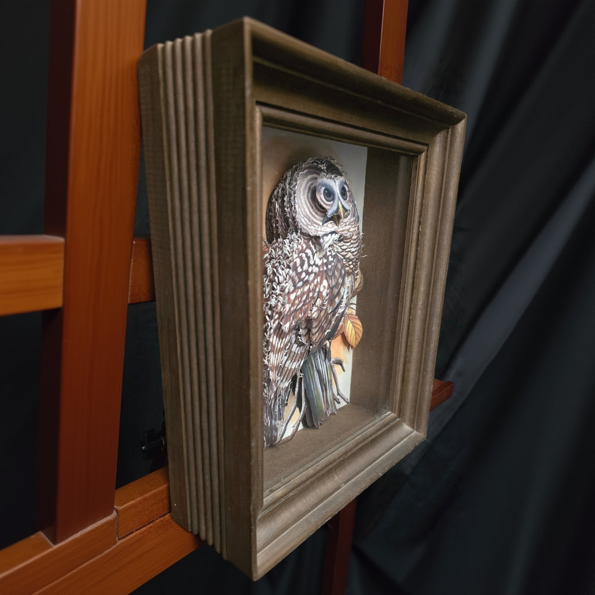 Paul C Connor 3D Owl Relief Paper Sculpture Decoupage