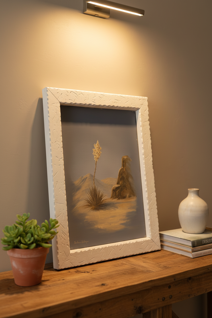 Southwestern Original Vintage Desert Landscape Painting "Blooming Yucca "by Barbara Gilligan