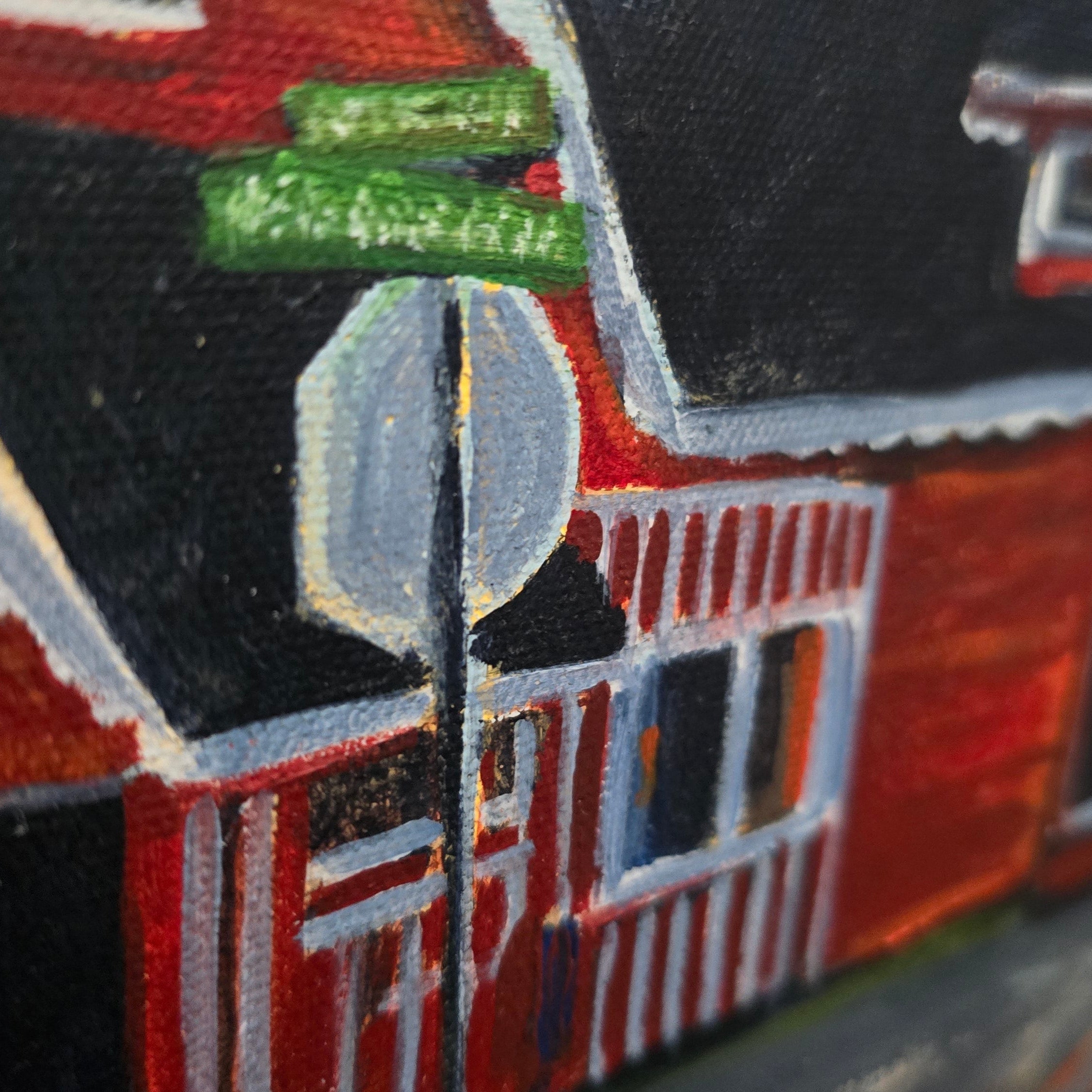 Original Diane Stegman Painting of Fawn Lodge – Custom Solid Wood Framed Big Bear Historical Artwork