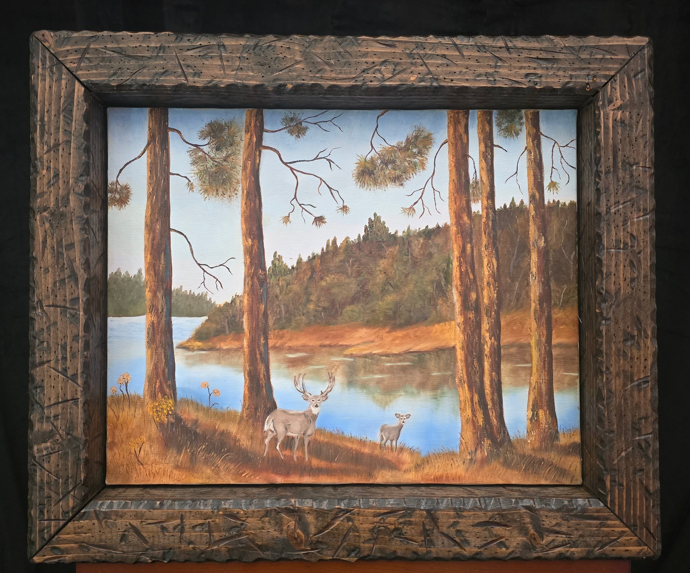 Peaceful Lakeside Deer – Original Painting by Angie Stam