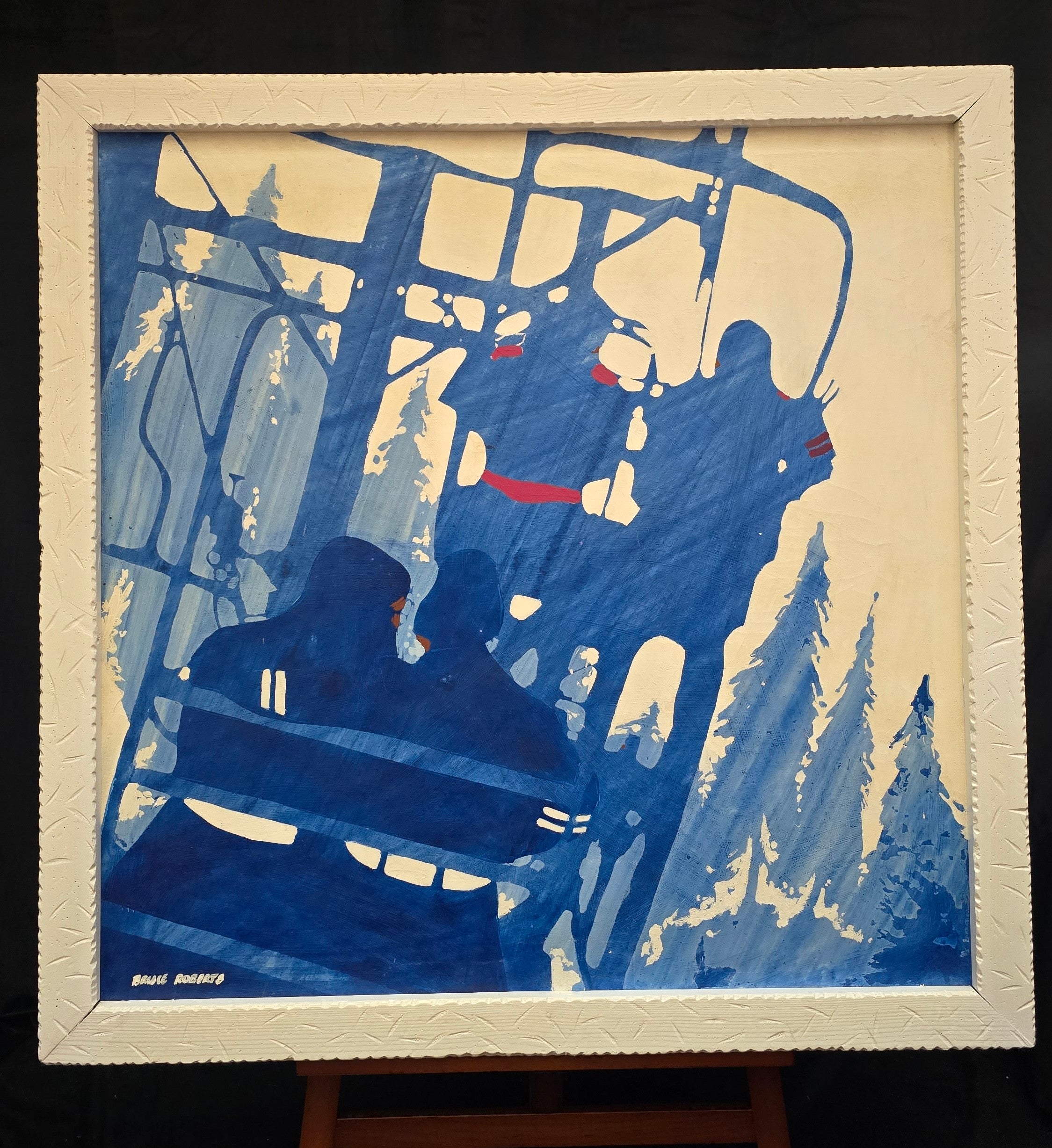 Bruce Roberts Ski Lift Abstract Artwork – Mid Century Modern Mountain Wall Art Big Bear Inspired Extra Large