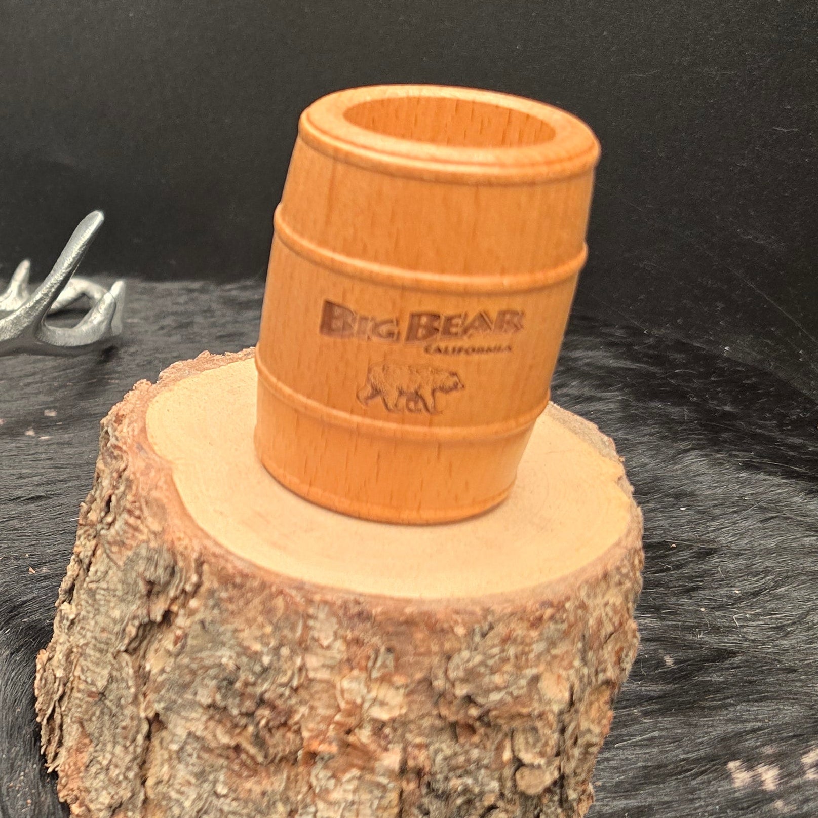 Big Bear California Wood Wine Barrel Shot Glass