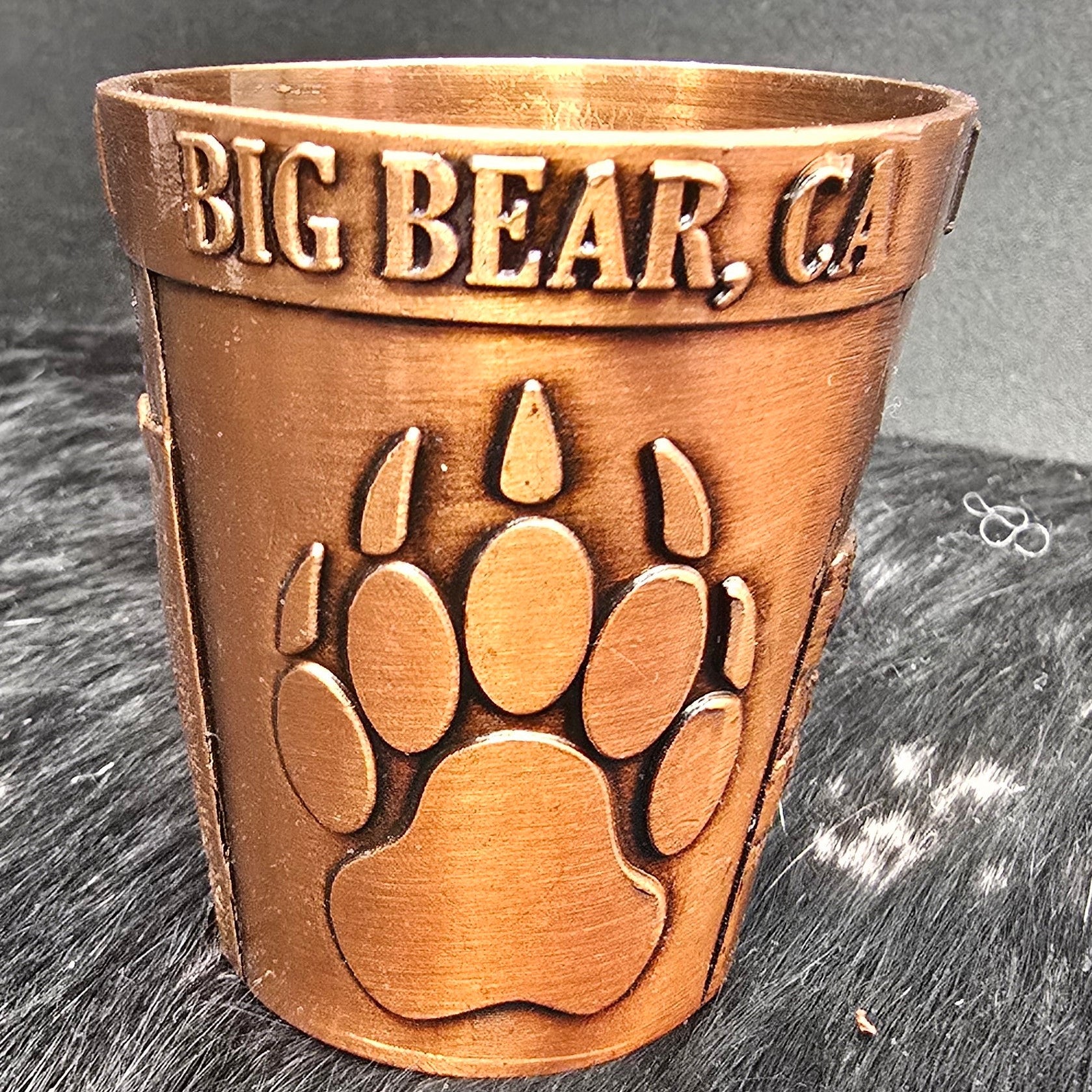Big Bear California Molded Copper and Pewter Shot Glasses
