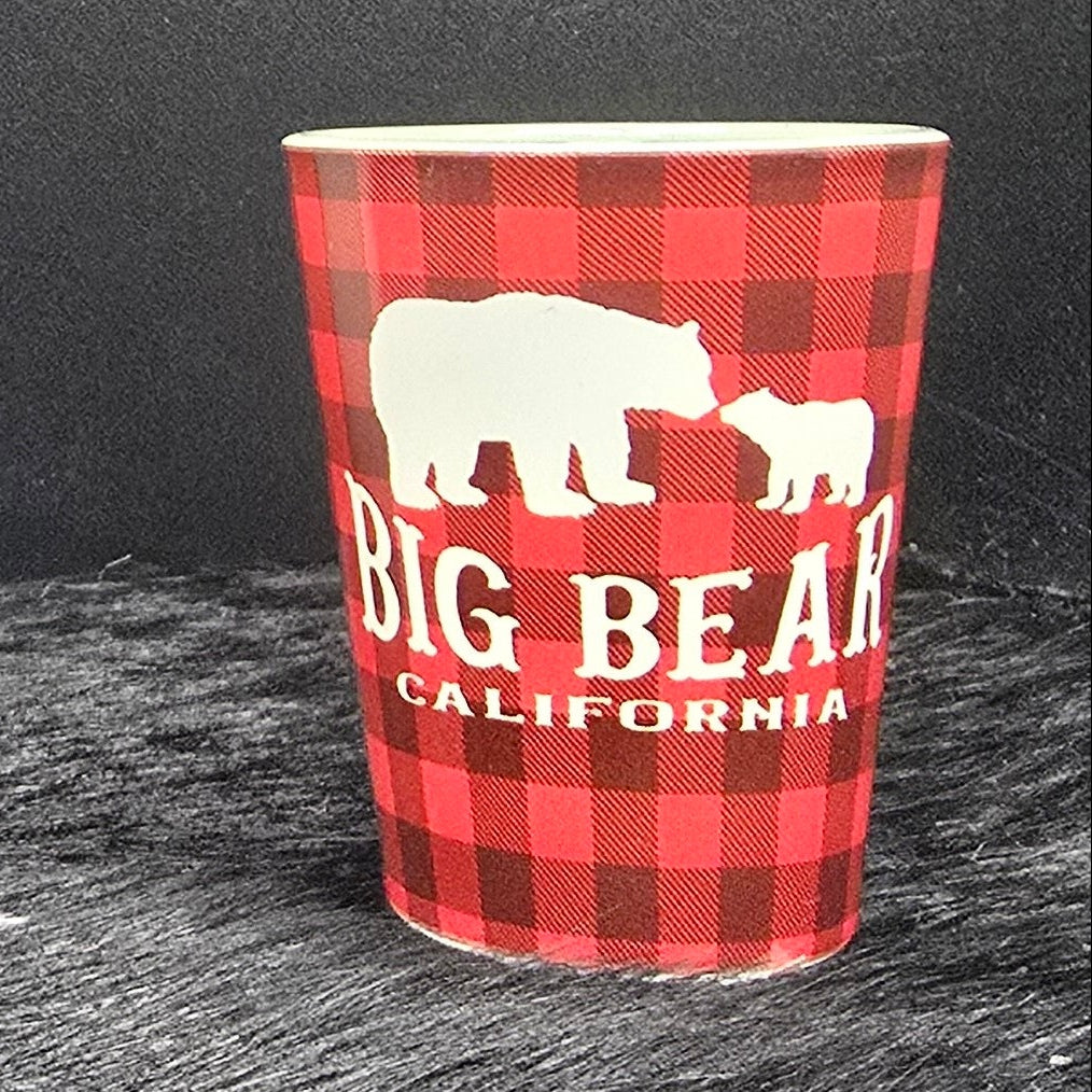 Big Bear California Red Buffalo Plaid Shot Glass