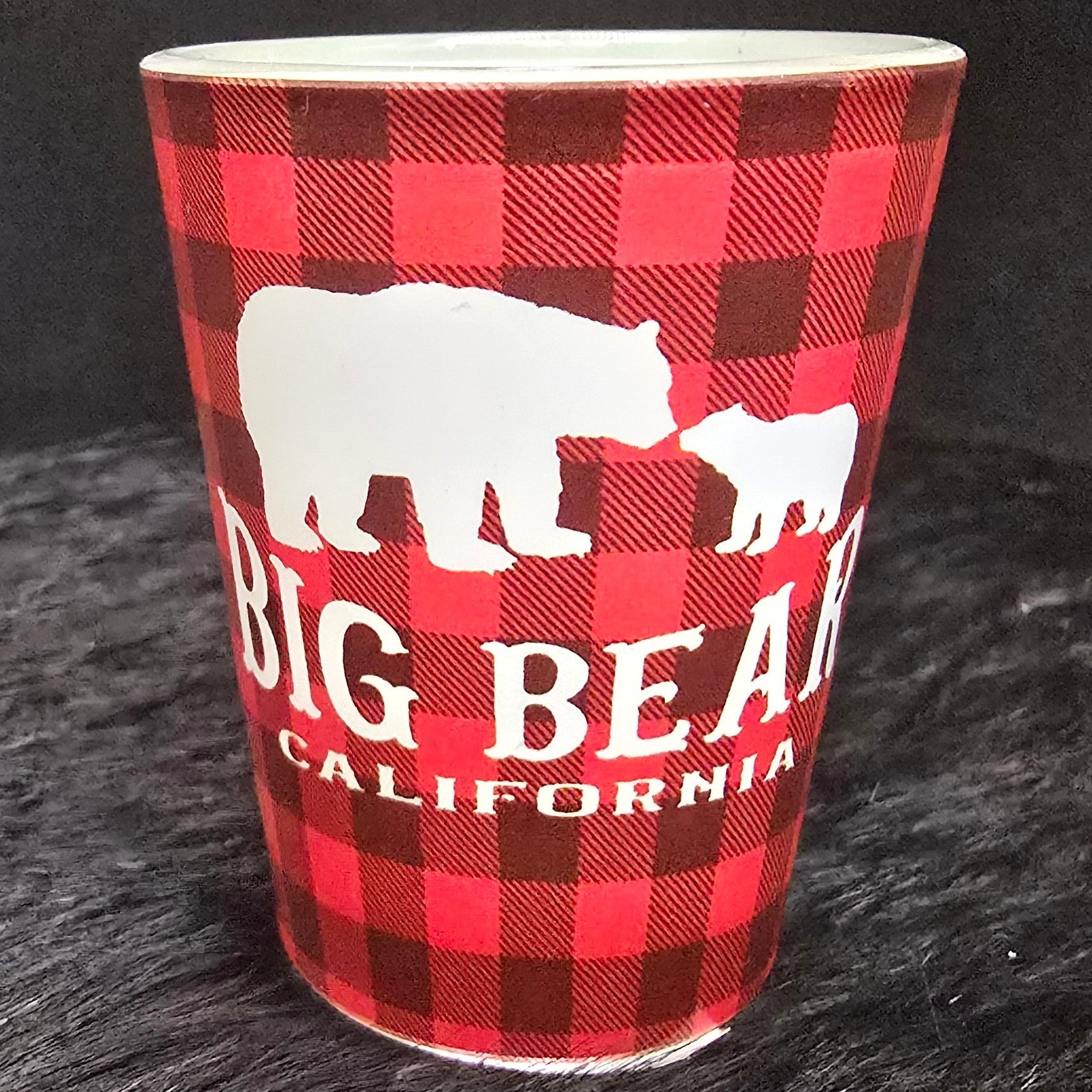 Big Bear California Red Buffalo Plaid Shot Glass
