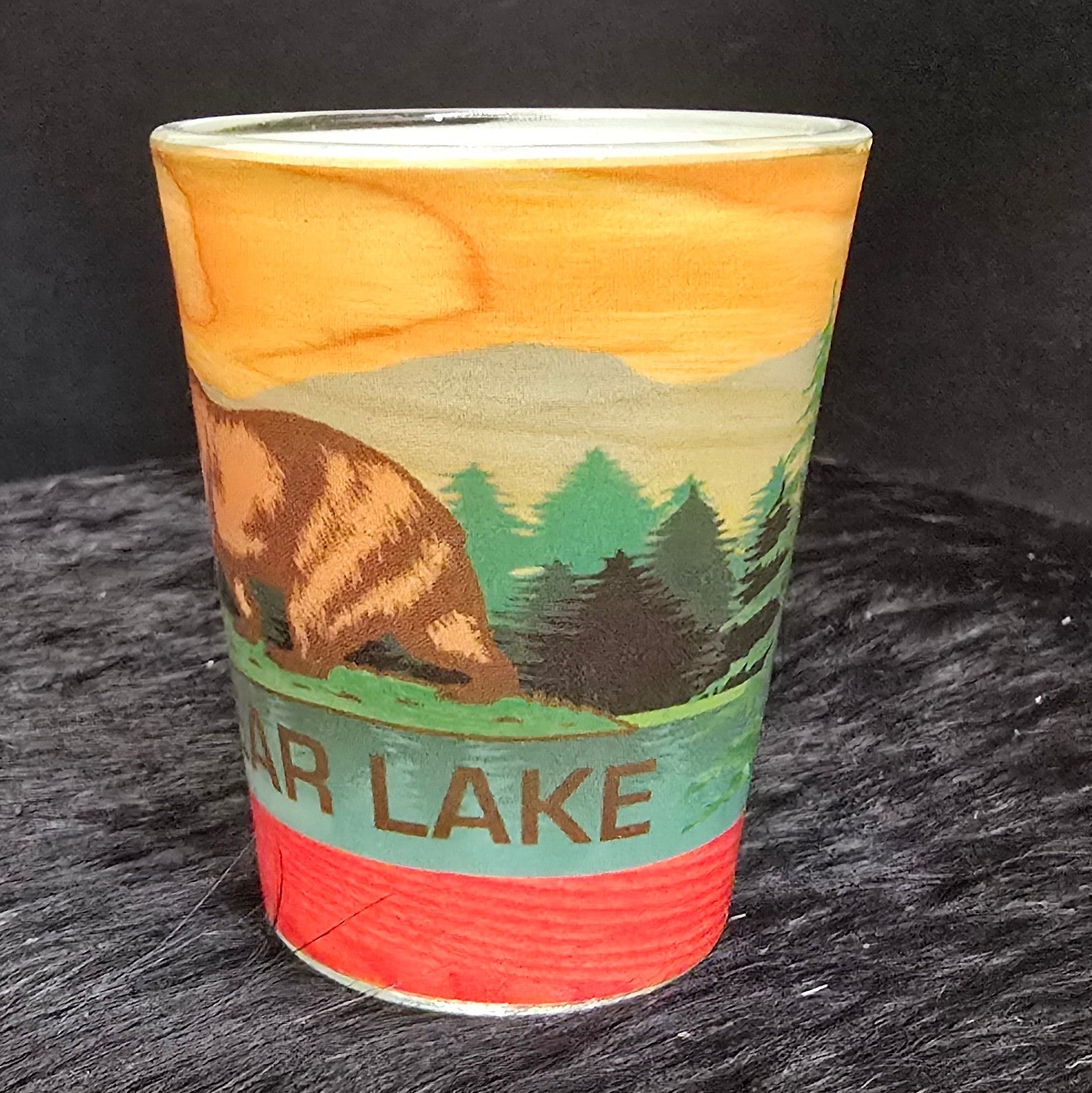 Big Bear California Wood Grain California State Flag Shot Glass