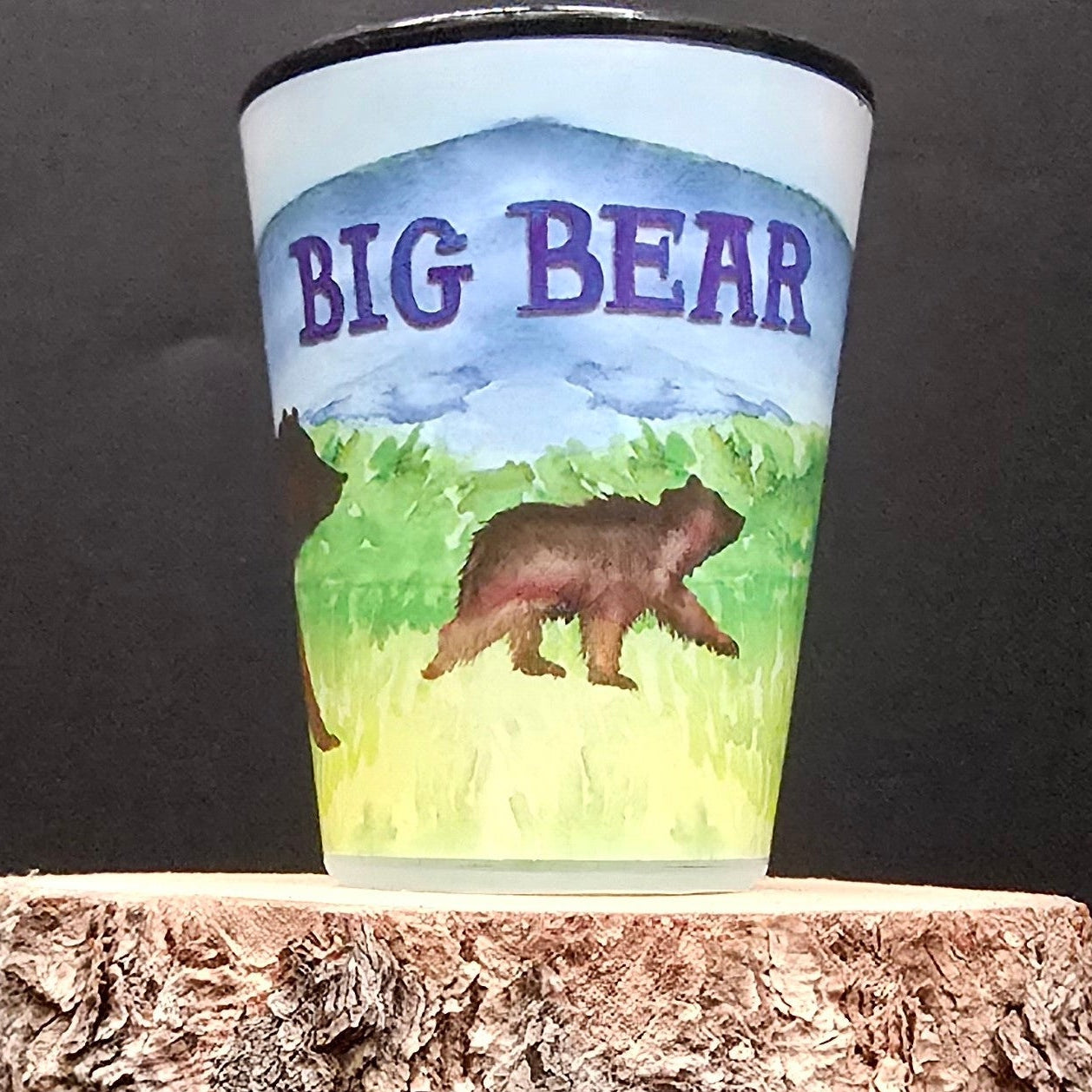 Big Bear California Frosted Watercolor Brown Bear Shot Glass