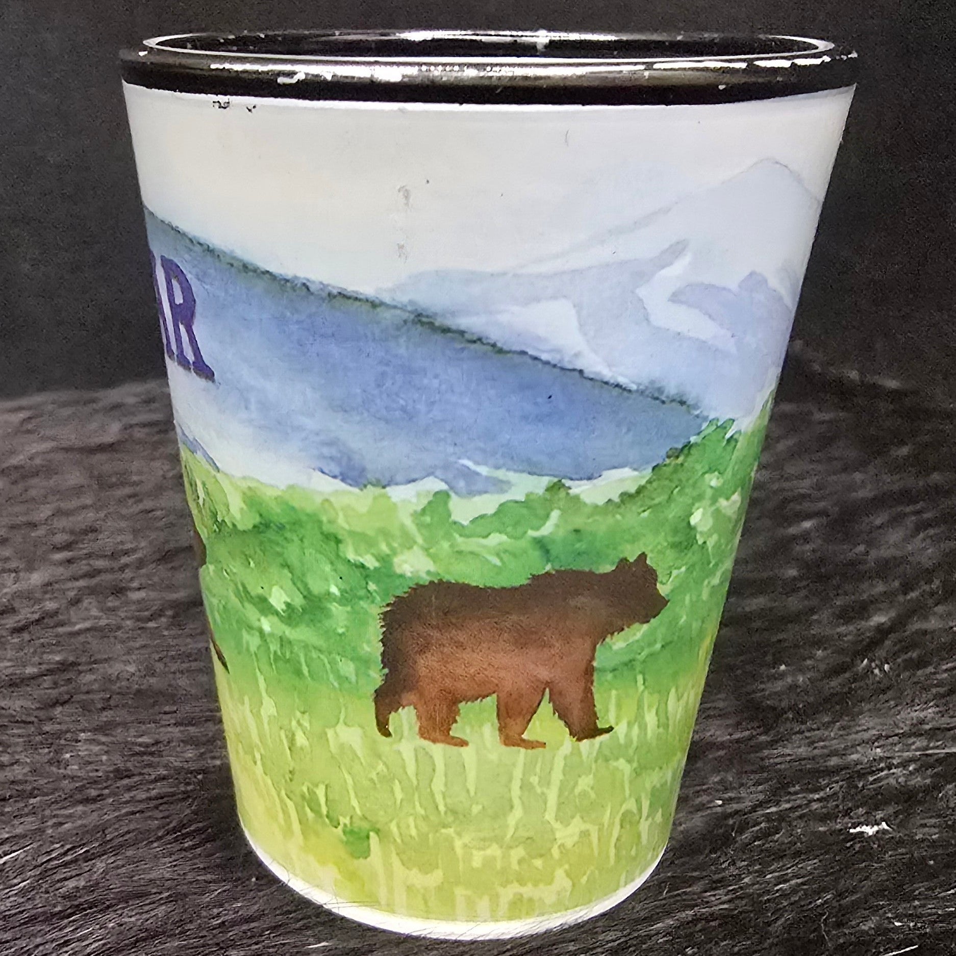 Big Bear California Frosted Watercolor Brown Bear Shot Glass