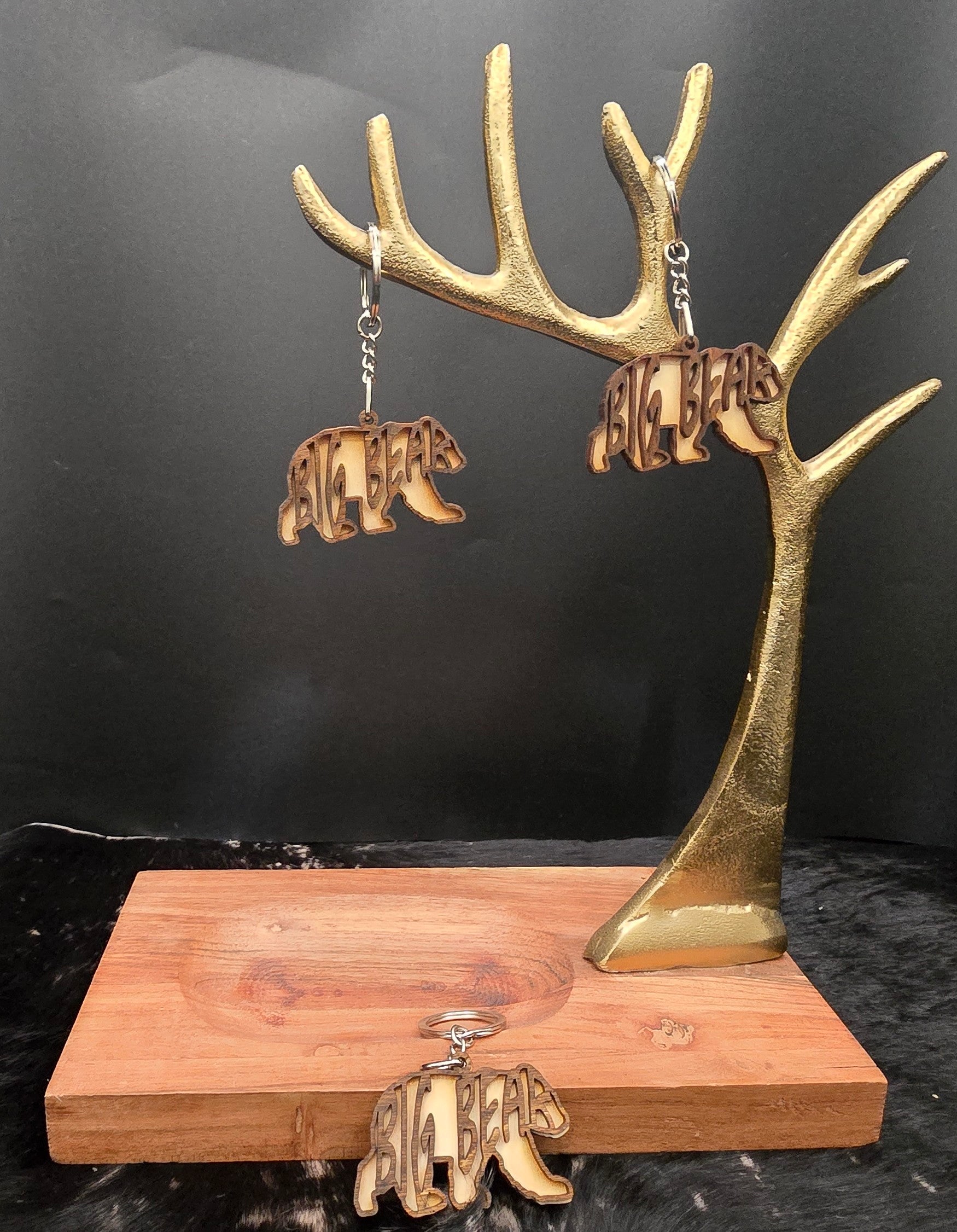 big bear wooden bear shape keychain laser cut rustic souvenir