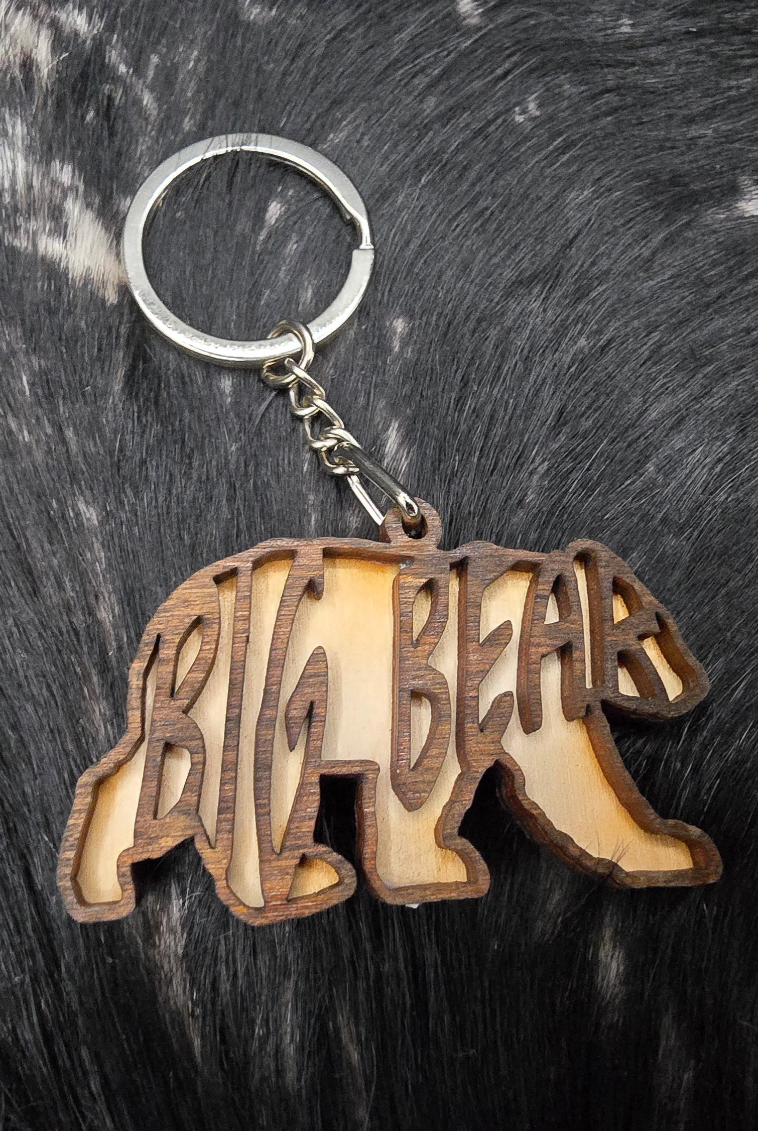 big bear wooden bear shape keychain laser cut rustic souvenir