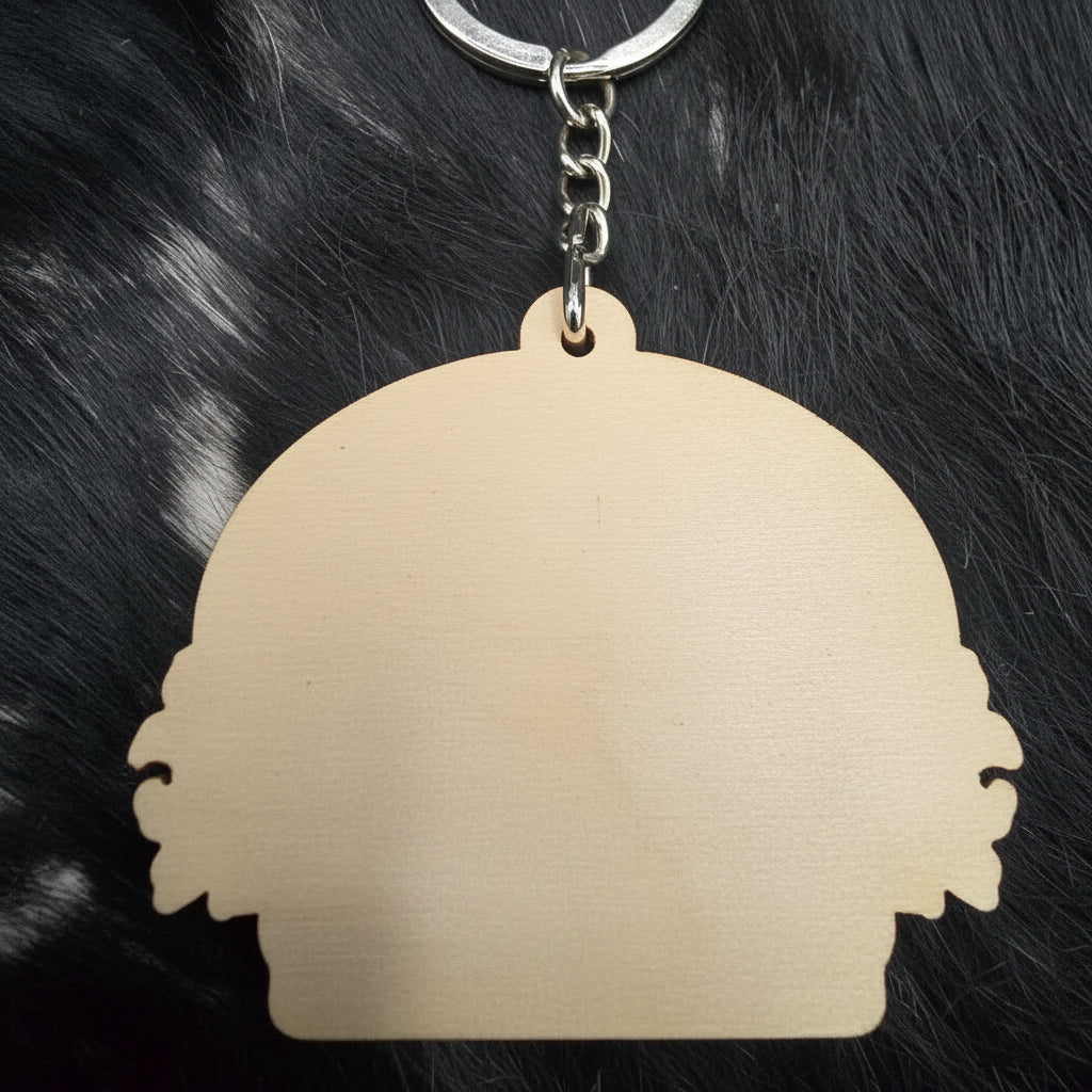 Big Bear California Wood Engraved Night Scene Keychain