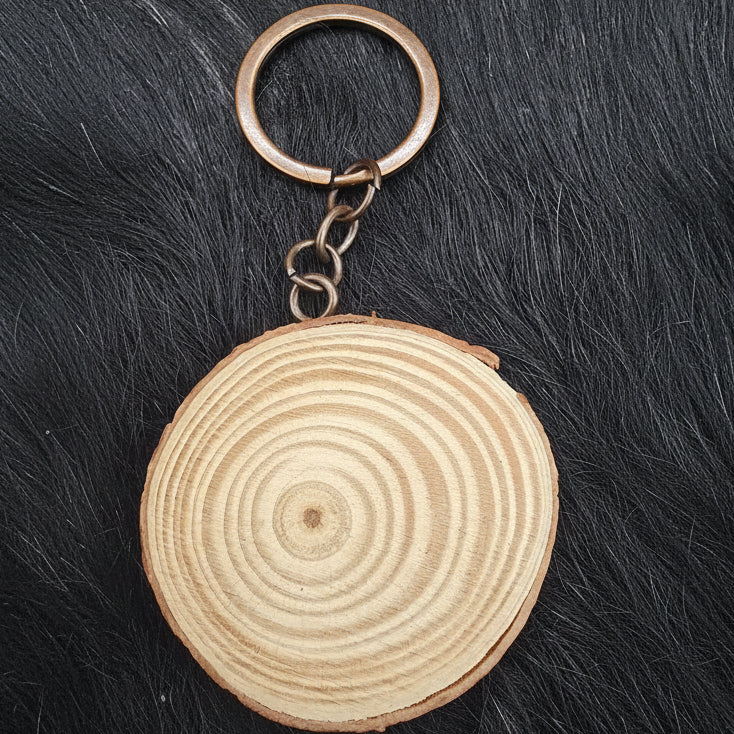 Big Bear Wood Burned Disk Black Bear Keychain