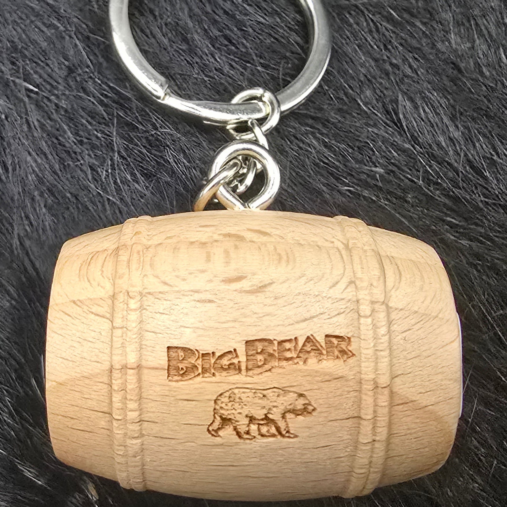 Big Bear California Laser Engraved Wood Barrel Keychain