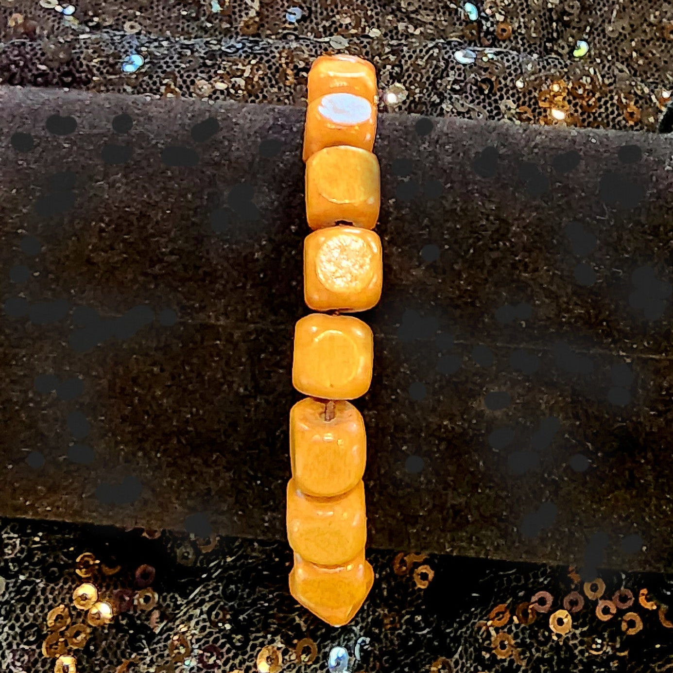 Stretchy Square Wood Beaded Bracelet