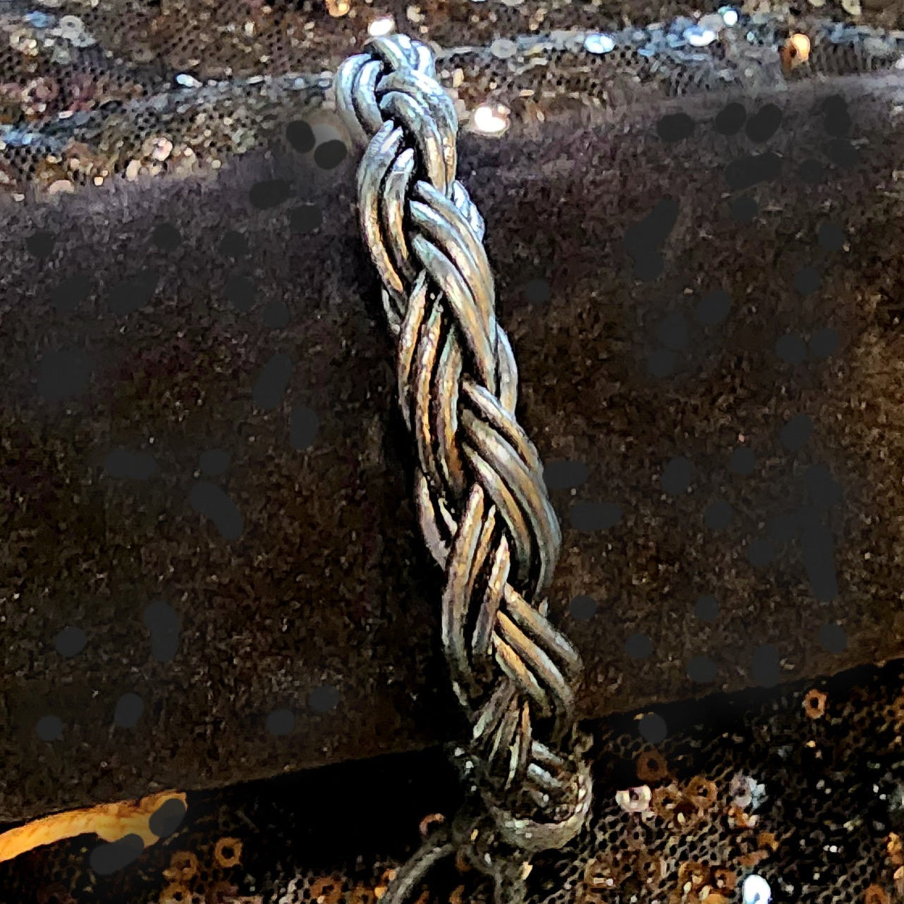 Black Leather Cord Braided Adjustable Bracelet