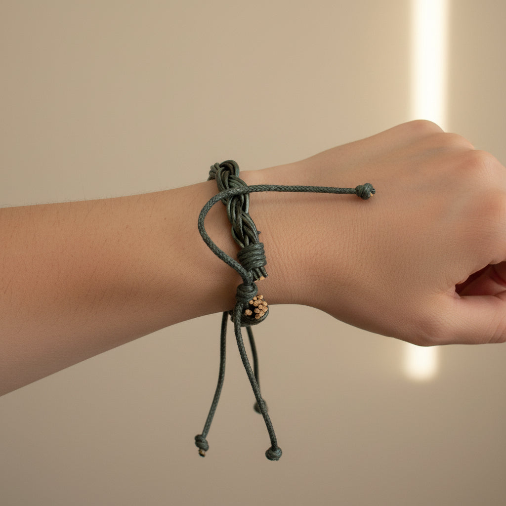 Black Leather Cord Braided Adjustable Bracelet