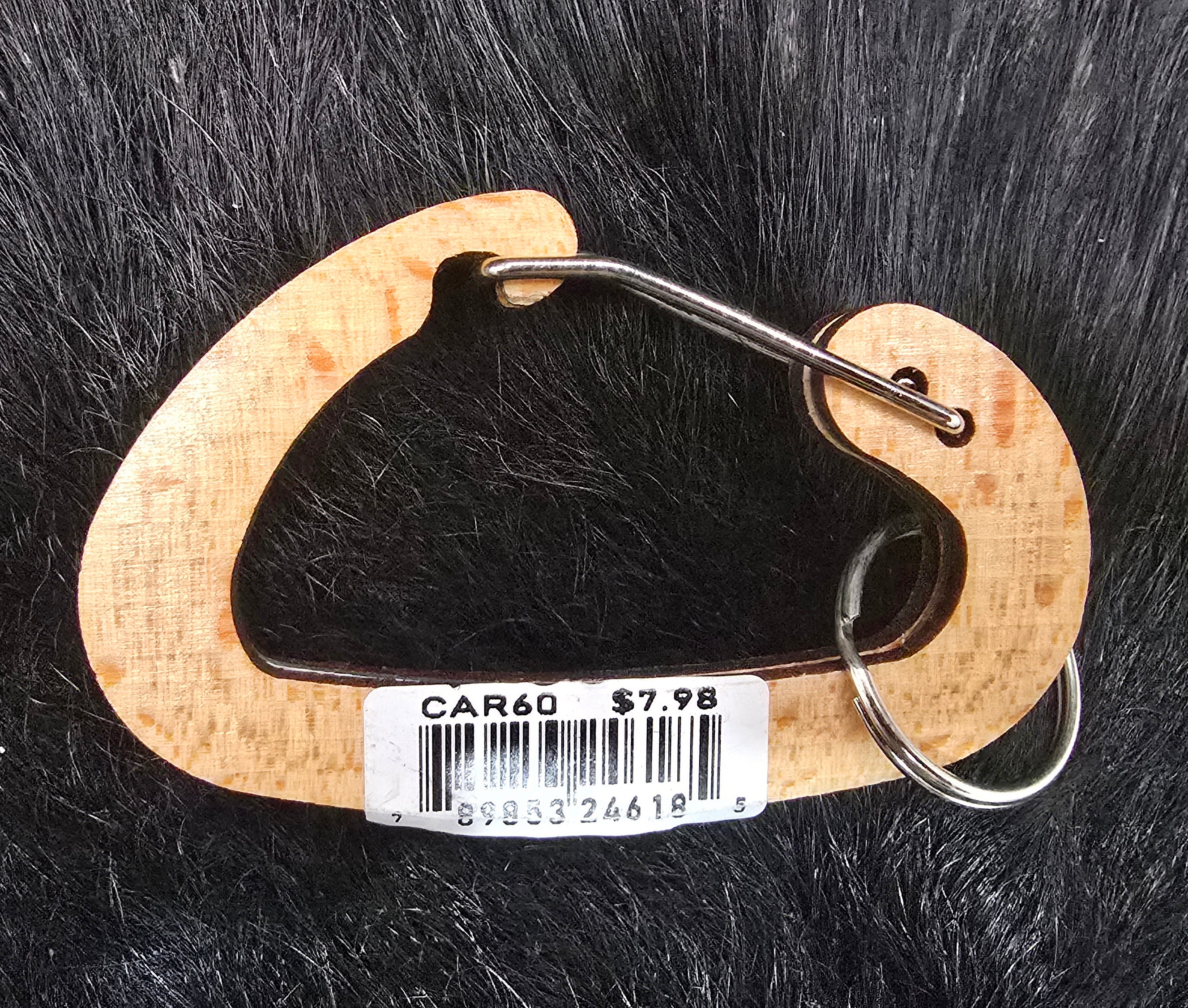 Big Bear Wooden Carabiner Keychain Bear Paw Clip Key Ring Rustic Outdoor Style