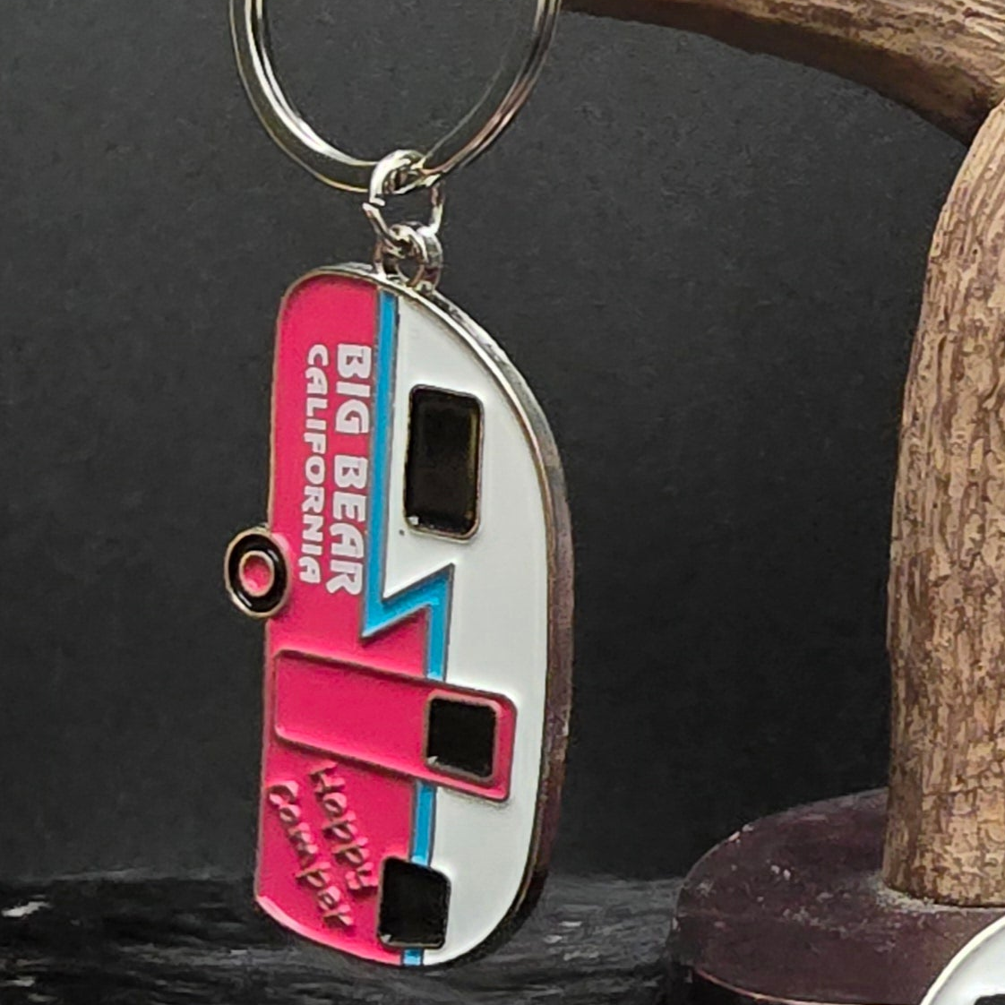 Big Bear California "Happy Camper" Metal Camper Keychain