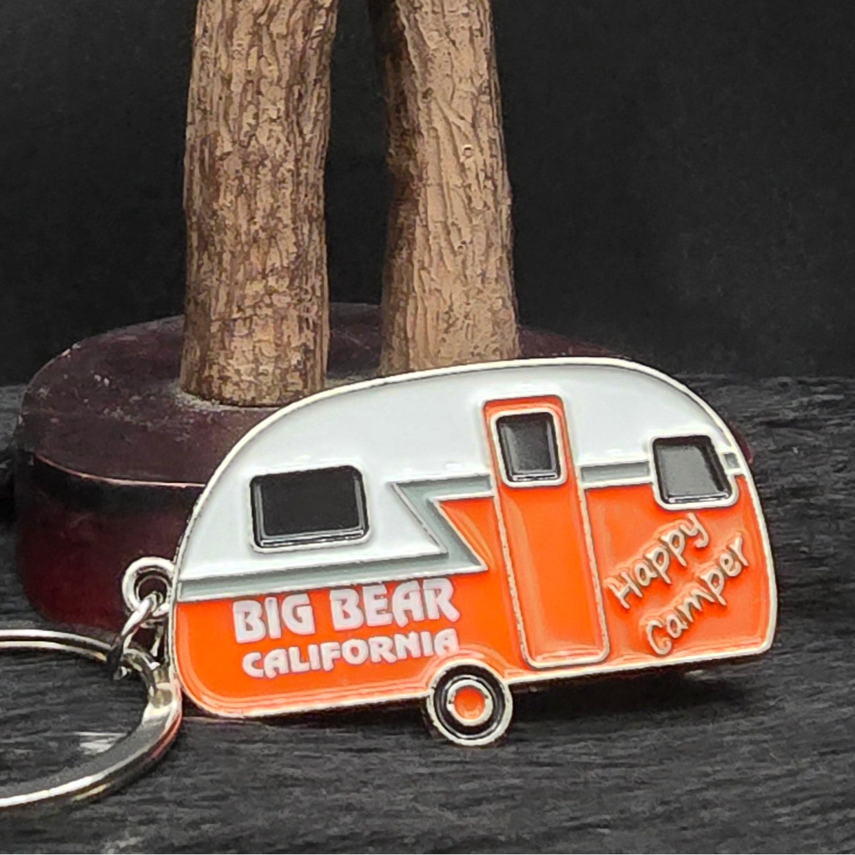 Big Bear California "Happy Camper" Metal Camper Keychain