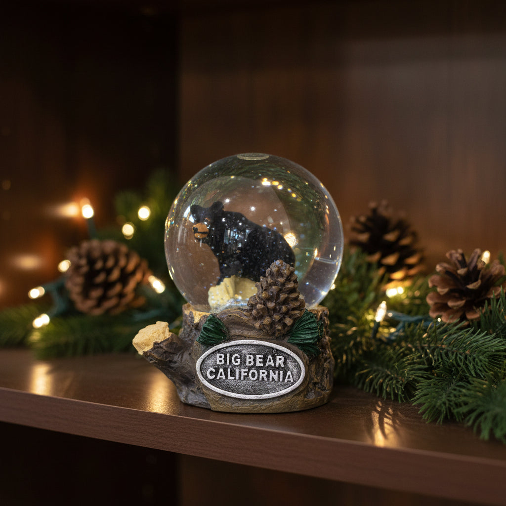 Big Bear California Black Bear Small Ceramic Snow Globe
