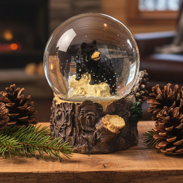 Big Bear California Black Bear Small Ceramic Snow Globe