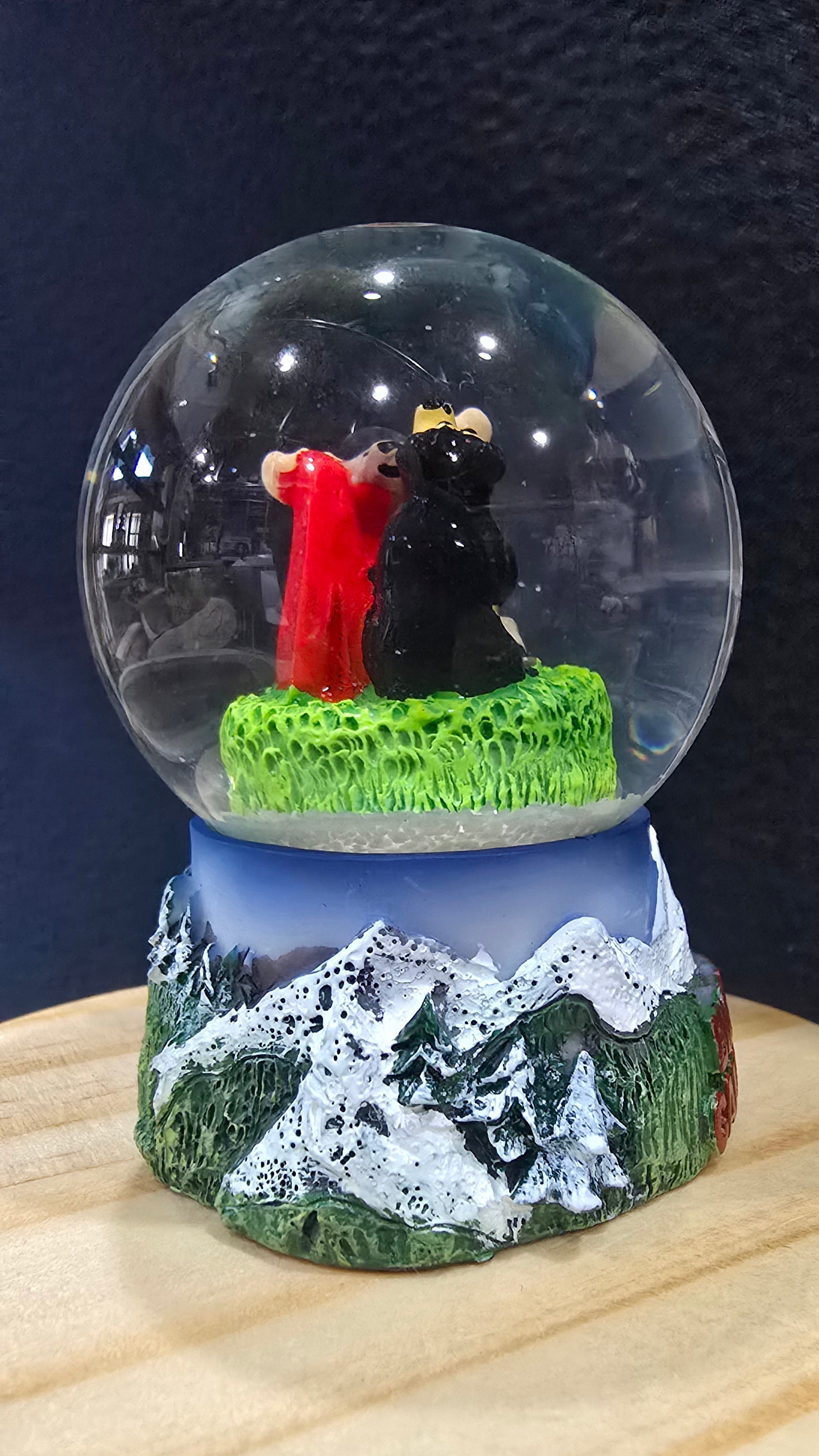 Big Bear California Mini Snow Globe Bear Campfire Souvenir 2.5 Inch
