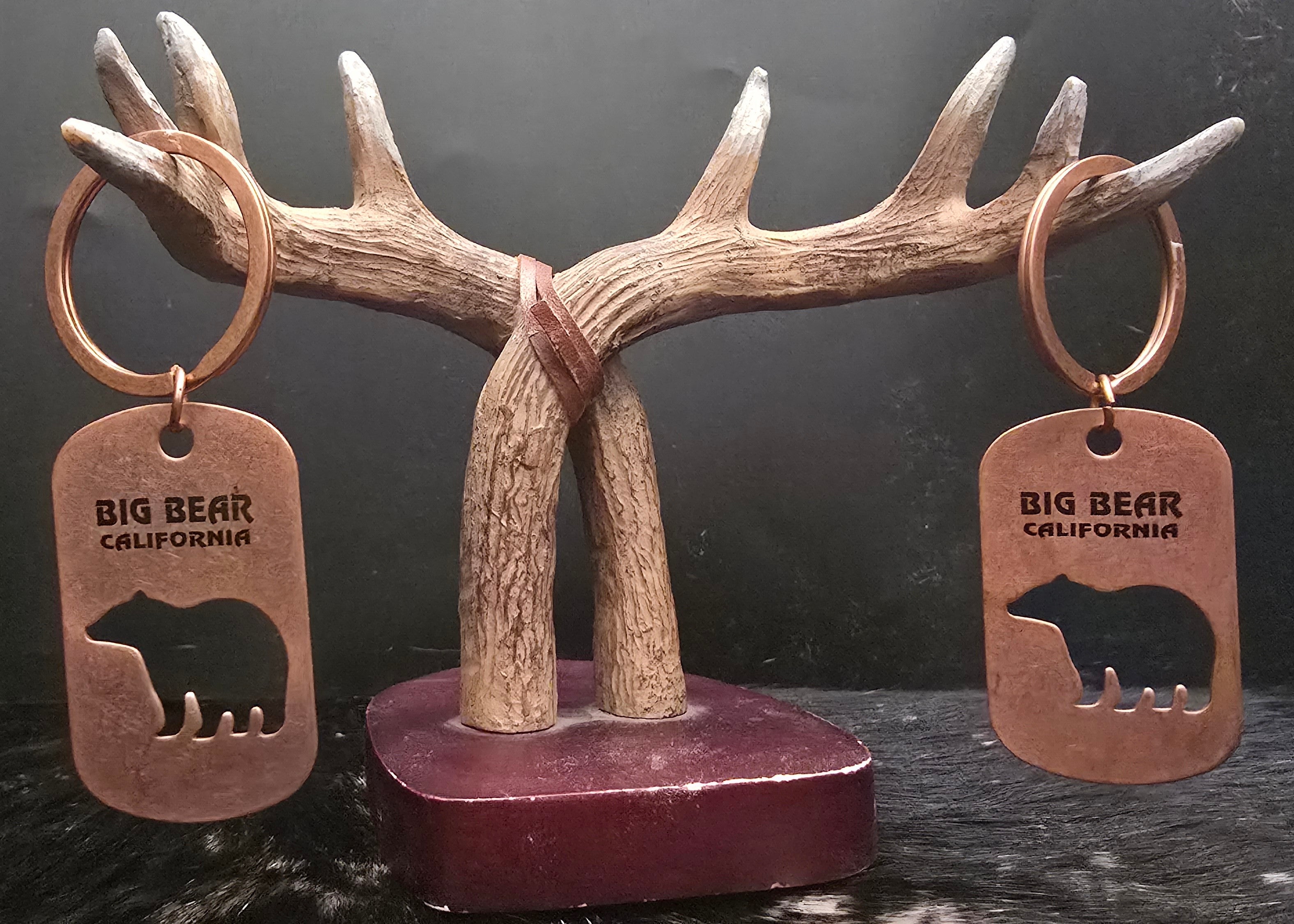 big bear california copper bear silhouette keychain metal tag