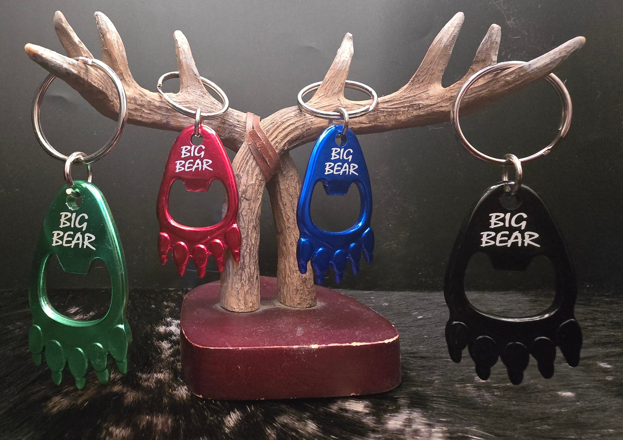 big bear bear paw bottle opener keychain multiple colors metal souvenir