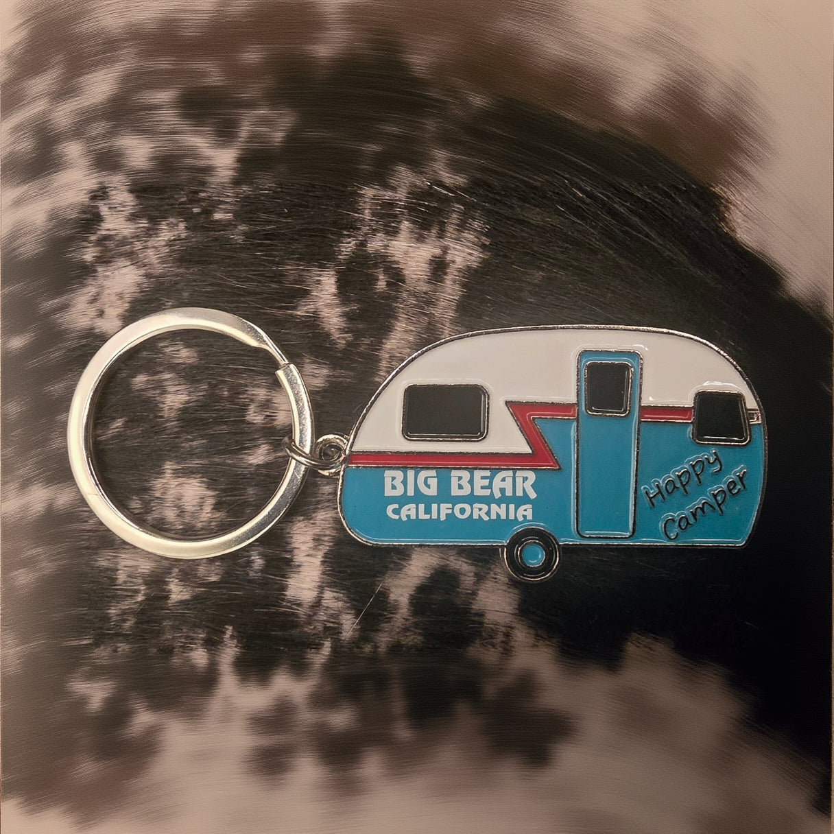 Big Bear California "Happy Camper" Metal Camper Keychain