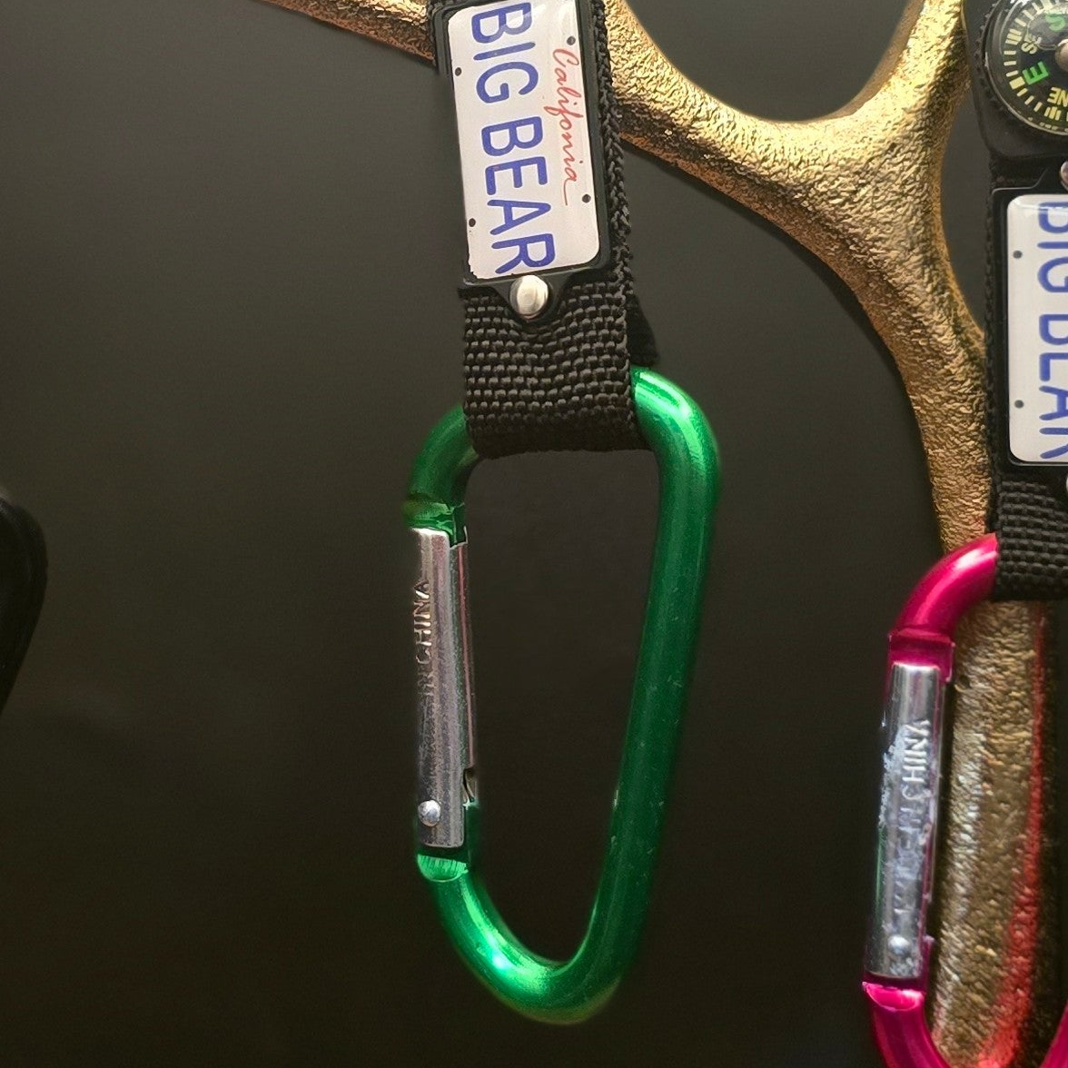 Big Bear California License Plate Compass Carabiner Keychain