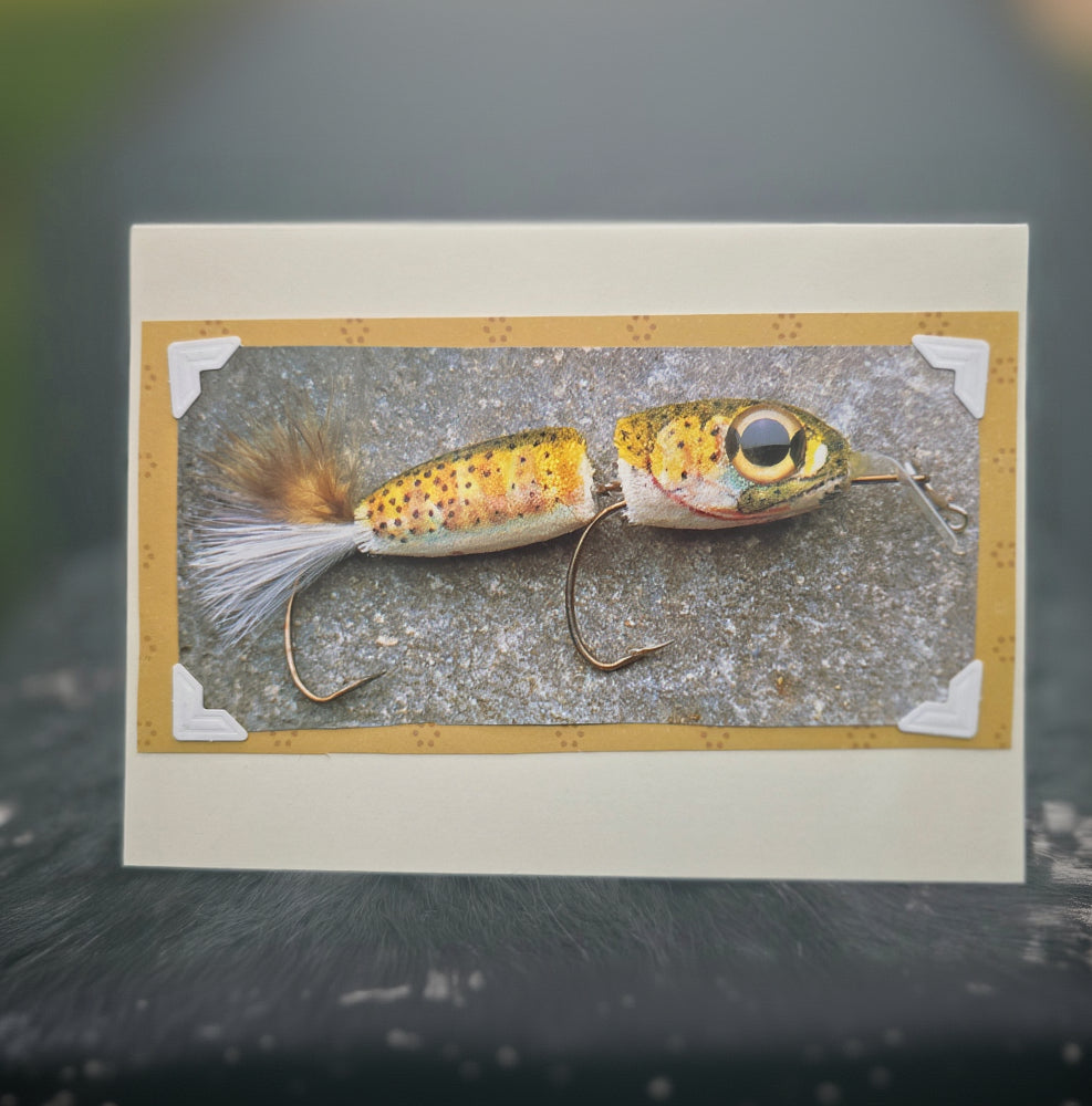 Beautifully Hand Crafted Custom Created Greeting Card Series by Diane Stegman "Gold Fishing Lure"