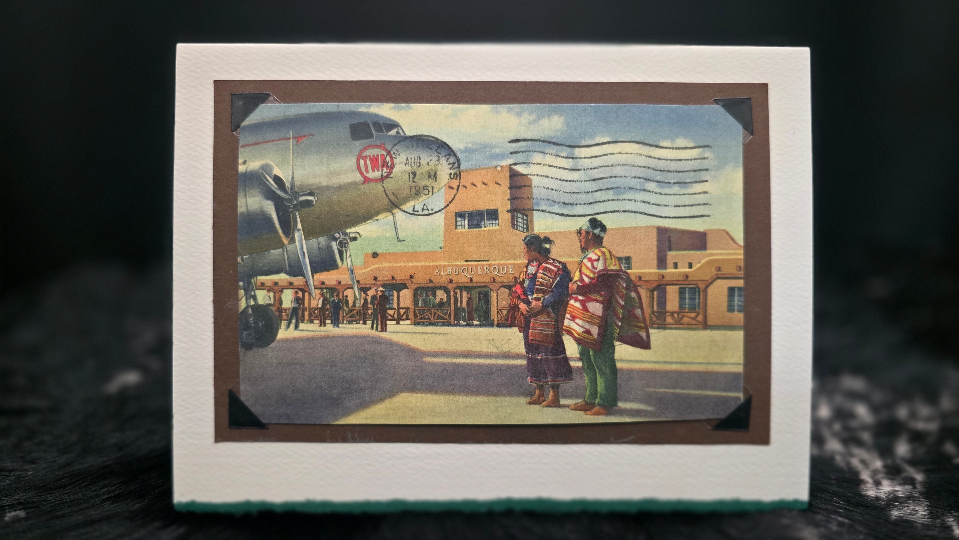 Beautifully Hand Crafted Custom Created Greeting Card Series by Diane Stegman "Albuquerque Airport"