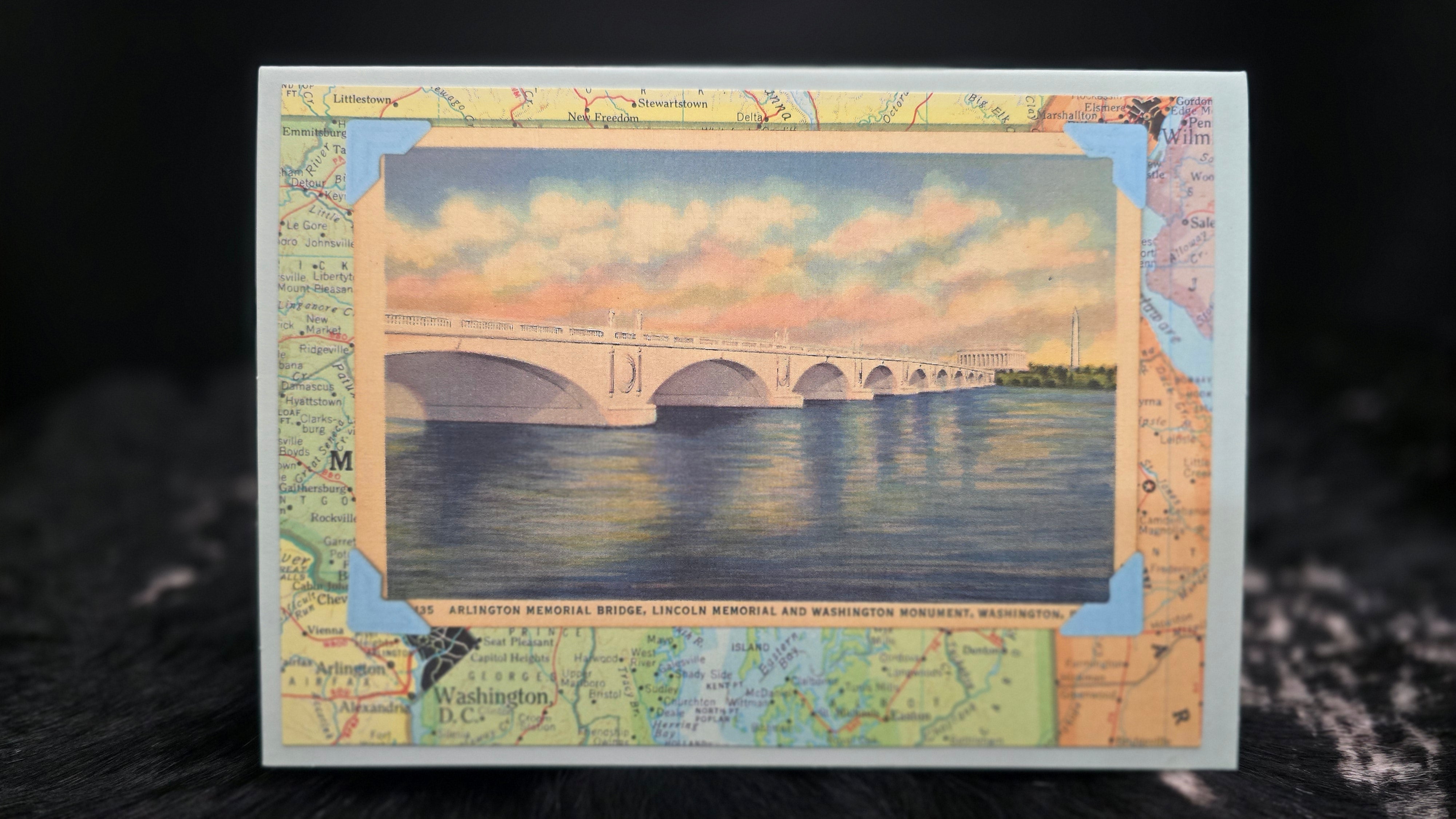 Beautifully Hand Crafted Custom Created Greeting Card Series by Diane Stegman "Arlington Memorial Bridge"