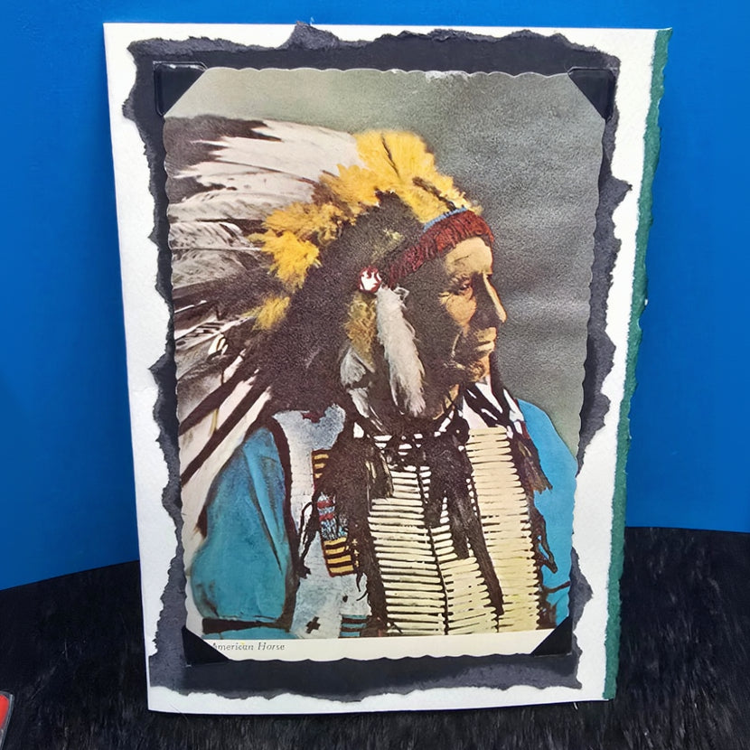 Beautifully Hand Crafted Custom Created Greeting Card Series by Diane Stegman "American Horse the Indian"