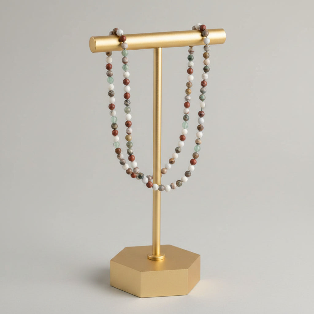 Healing Crystal Agate and Jasper Beaded Necklace