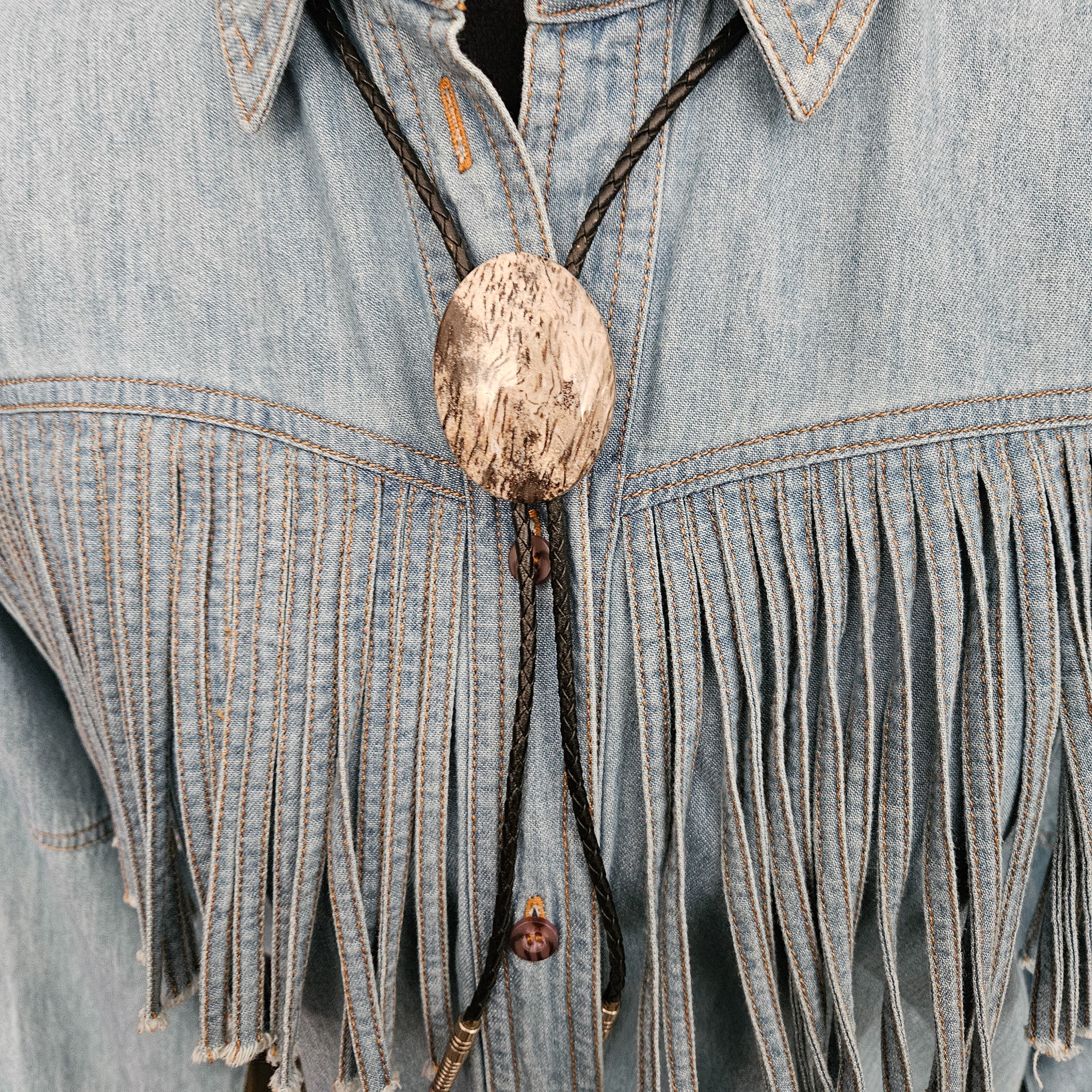 Native American Picasso Jasper Stone Bolo Tie
