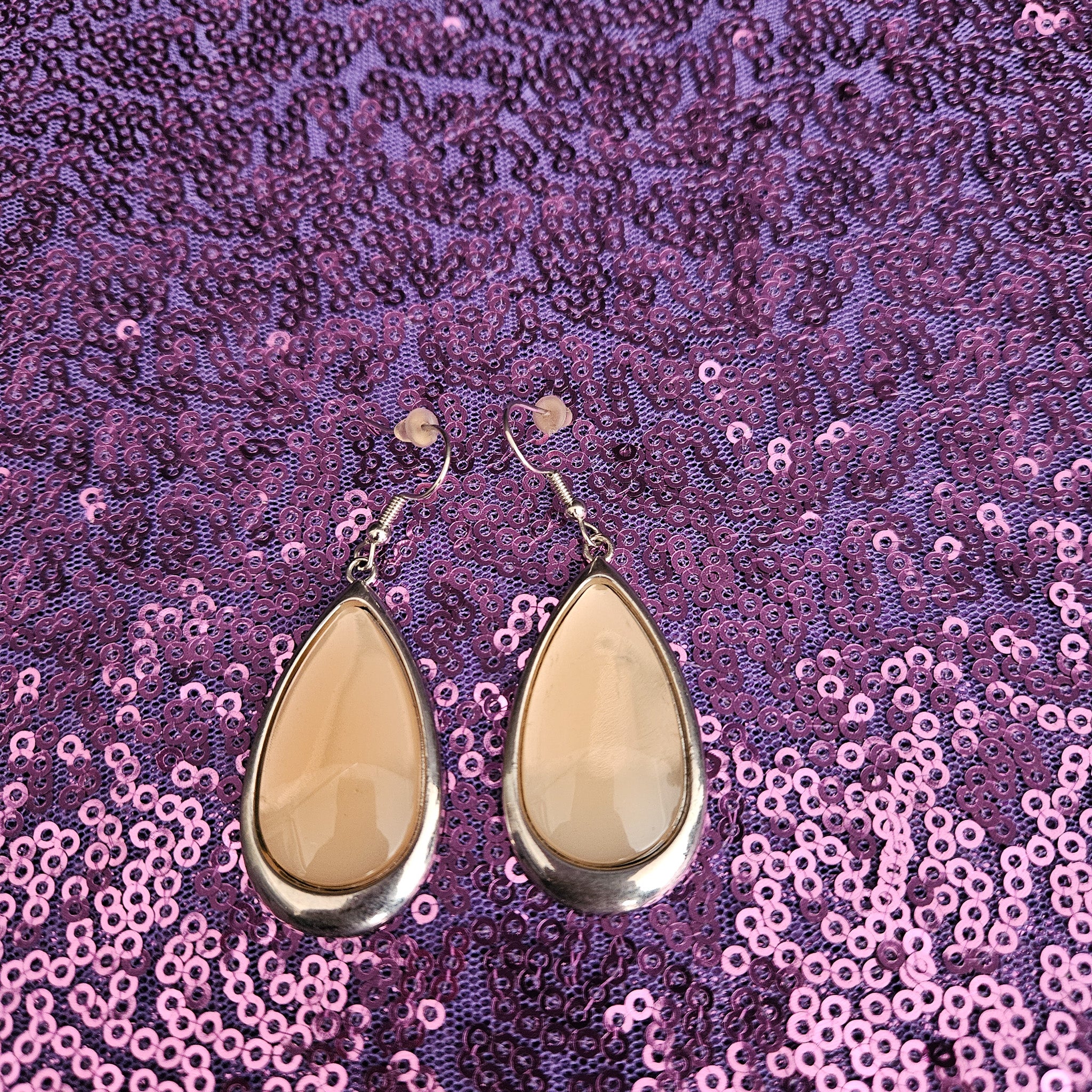 Paparazzi Bezel Set Honey Peach Teardrop Earring