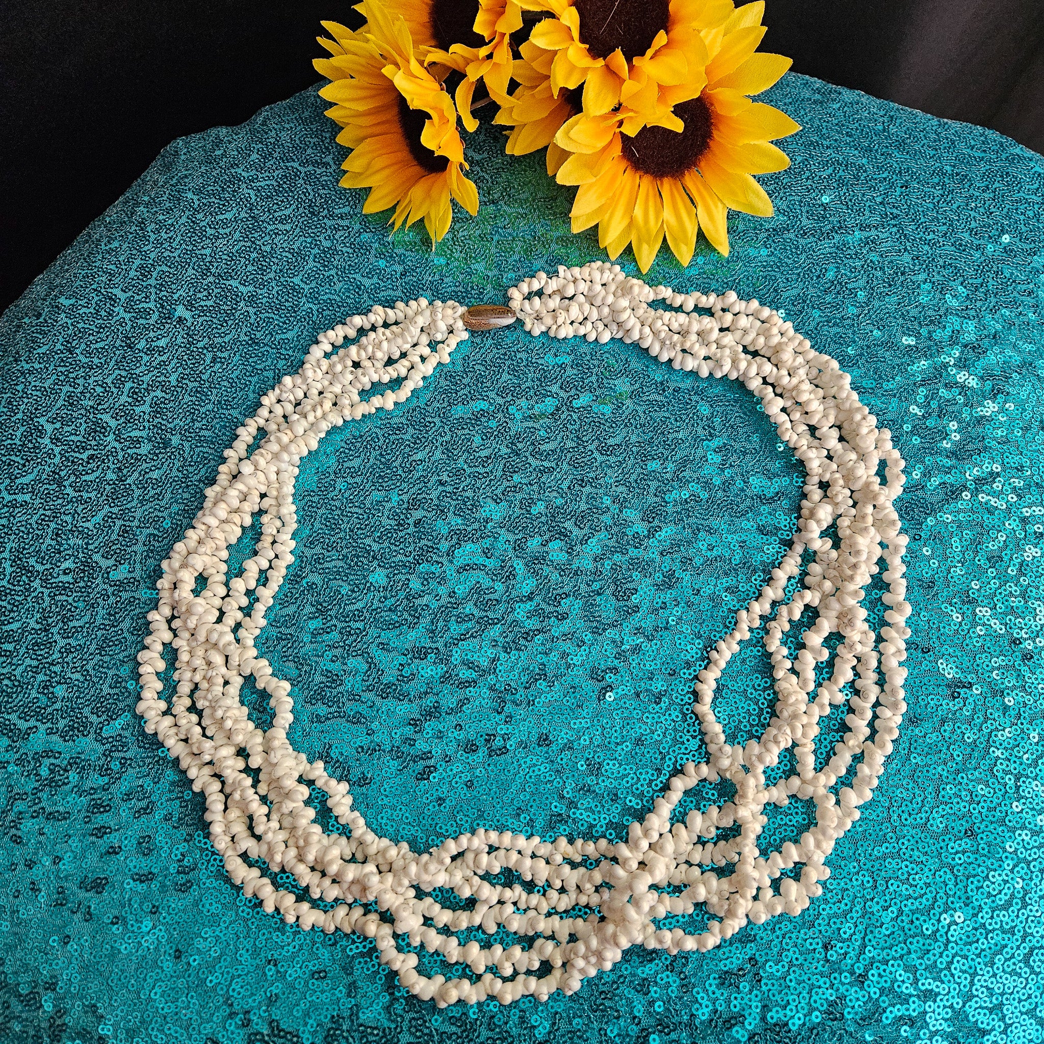 Six Strand White Mongo Seashell Necklace