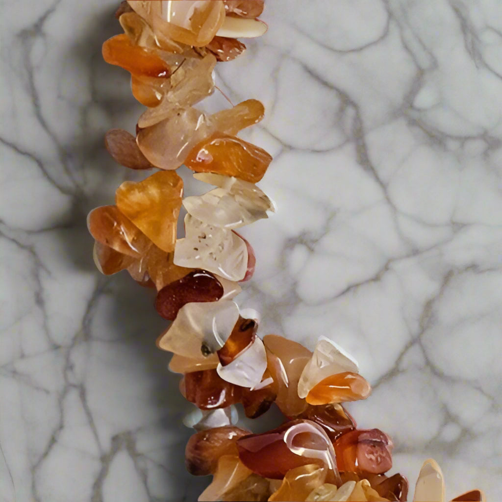 Beautiful Natural Carnelian Agate Stone Beaded Necklace